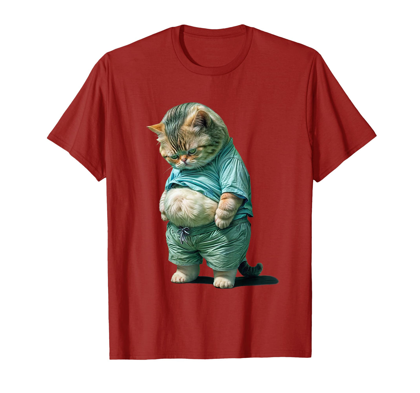 Funny fat Cat IA art design print T-Shirt