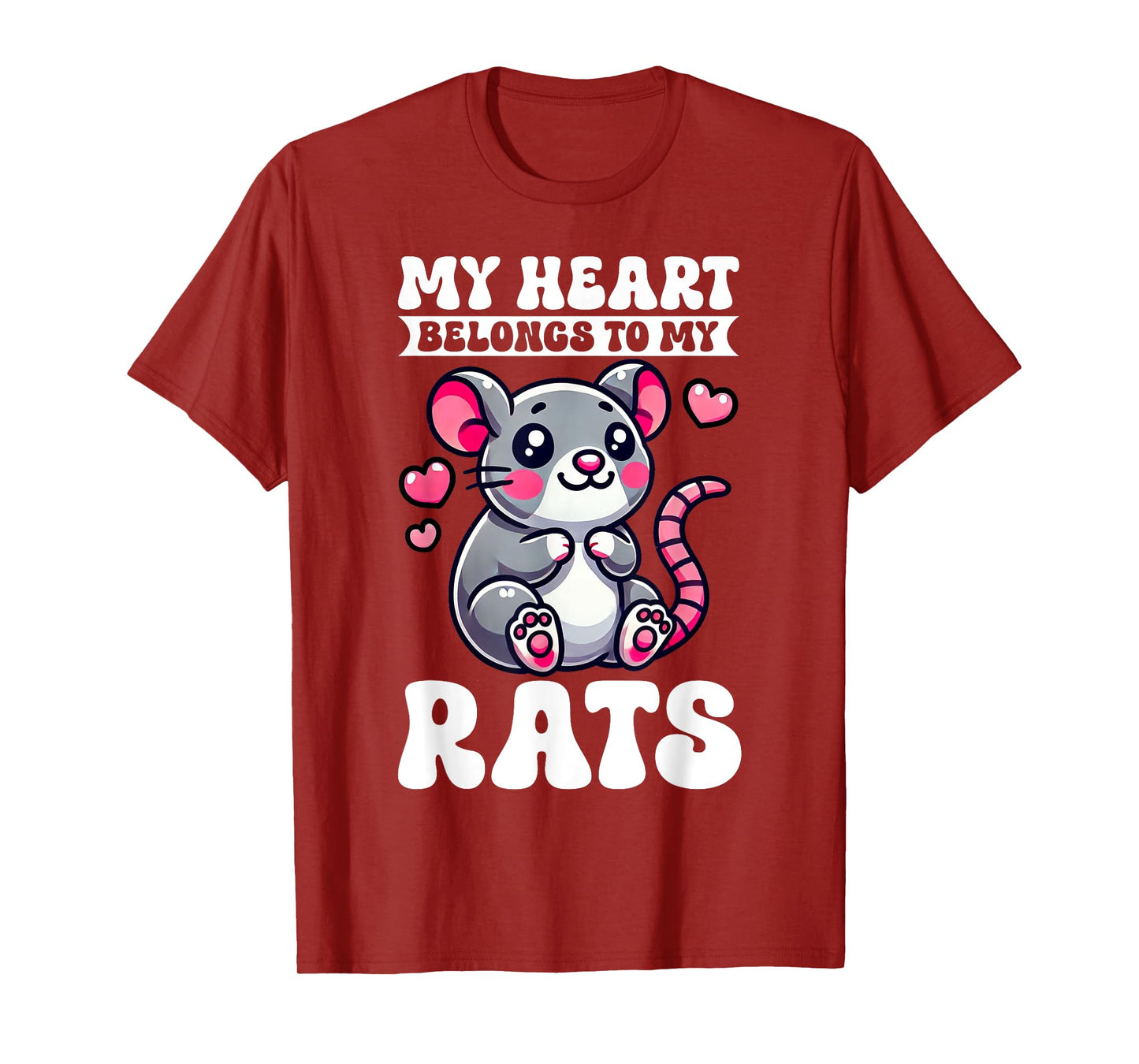 My Heart Belongs To My Rats Cute Rat Mama Mouse Mom Rodent T-Shirt