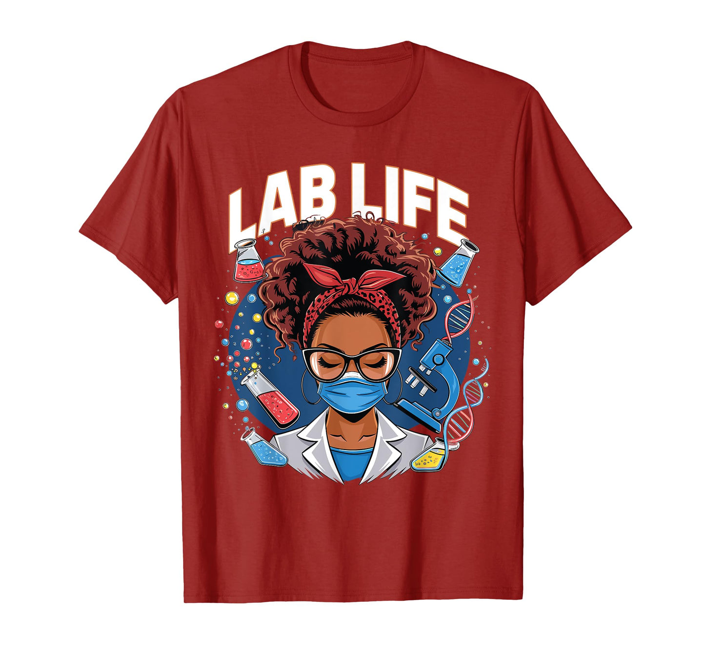 Afro Messy Bun Laboratory Life Lab Week 2025 Lab Technician T-Shirt