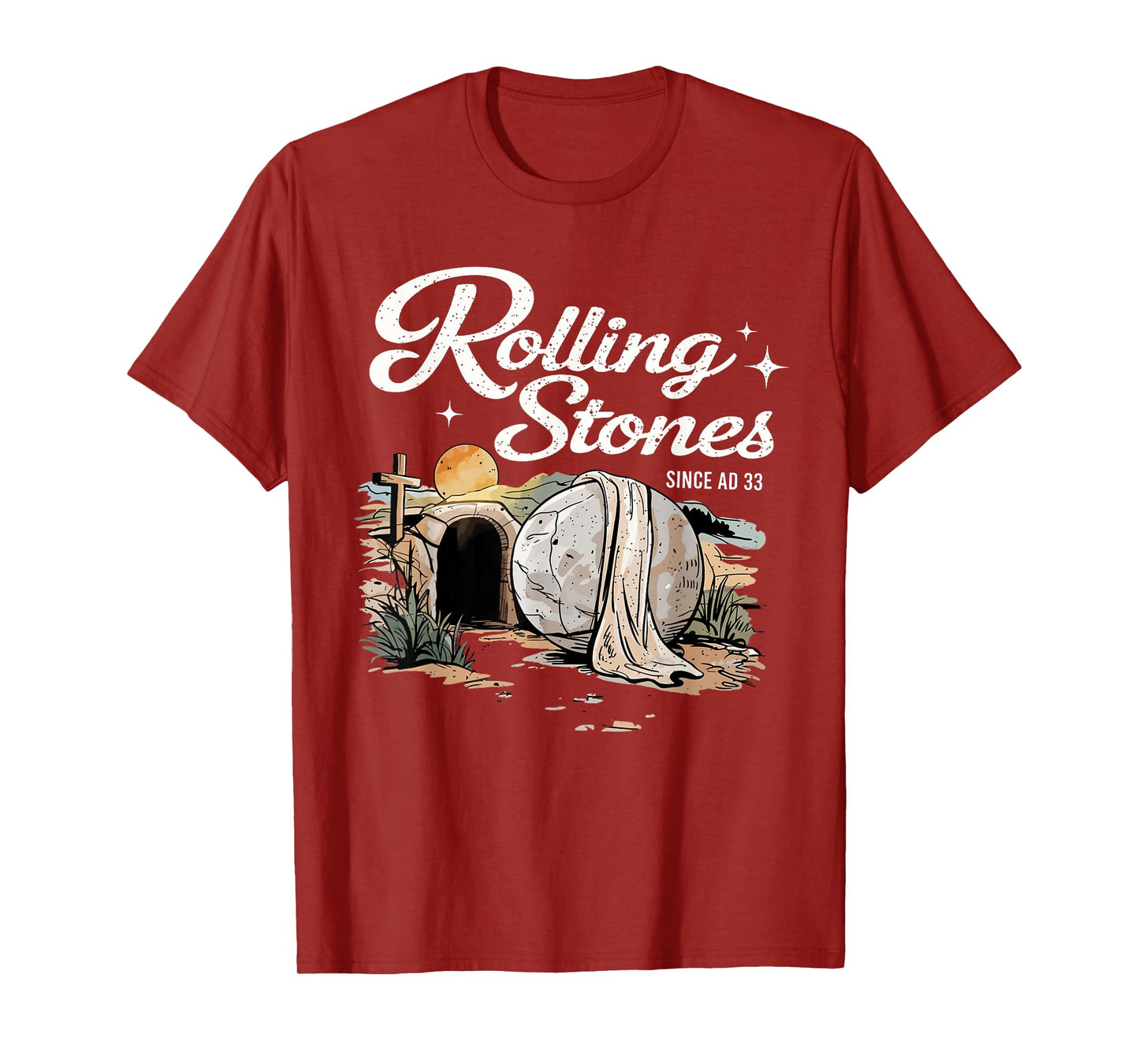 Resurrection Stone Graphic Design with Cross T-Shirt