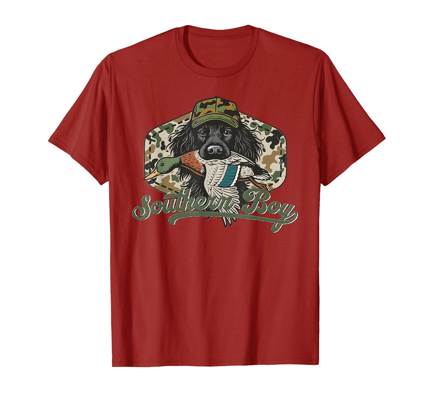 Camo Hunting Dog with Duck Rustic Retriever Southern Hunter T-Shirt