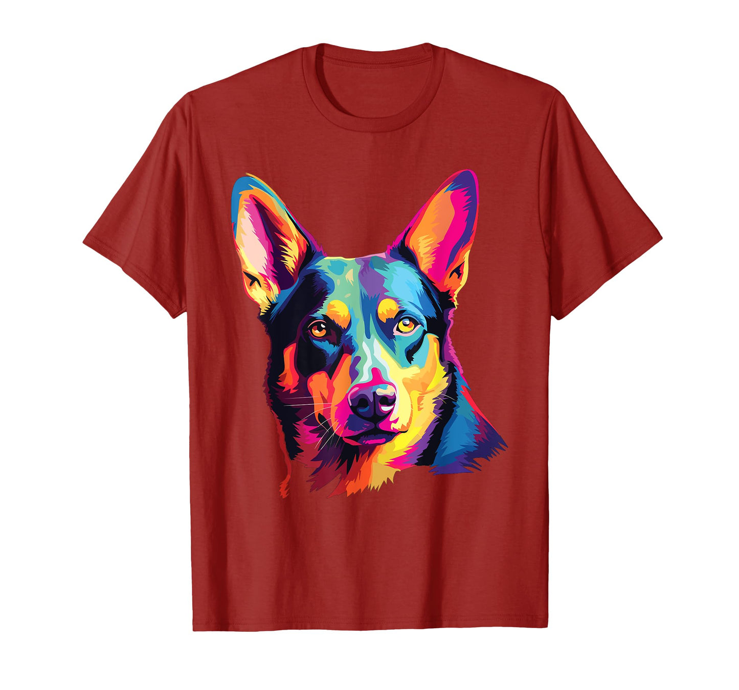 Watercolor Colorful Australian Kelpie Dog T-Shirt for Men Women Kids