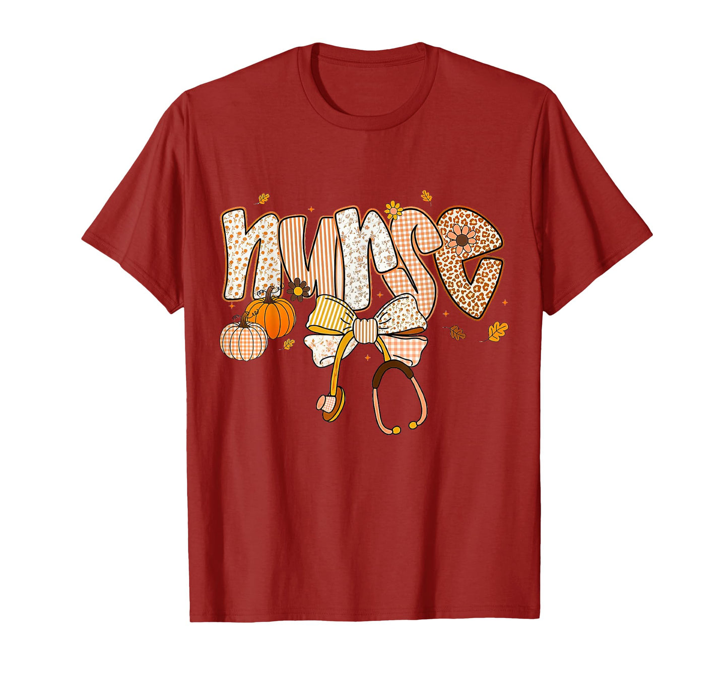 Retro Pumpkin Nurse Life Stethoscope Fall Autumn Nurse T-Shirt