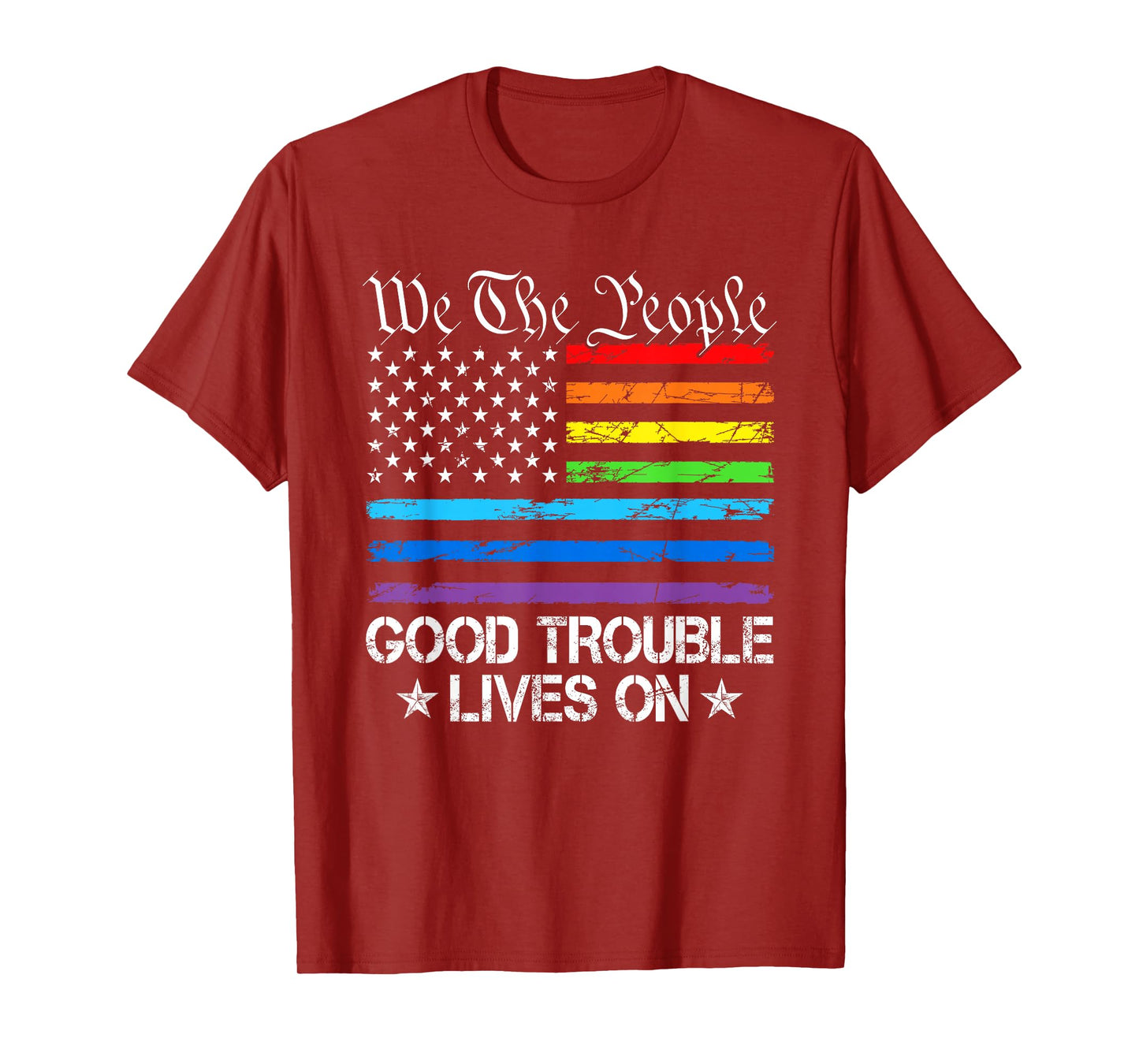 Good Necessary Trouble Lives On Rainbow USA Flag Resistance T-Shirt