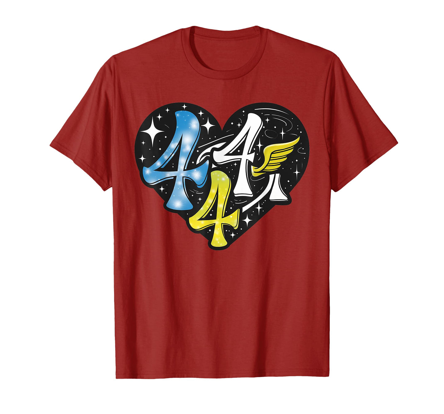444 Angel Number Numerology Spirit Heart And Wings Of Angel T-Shirt