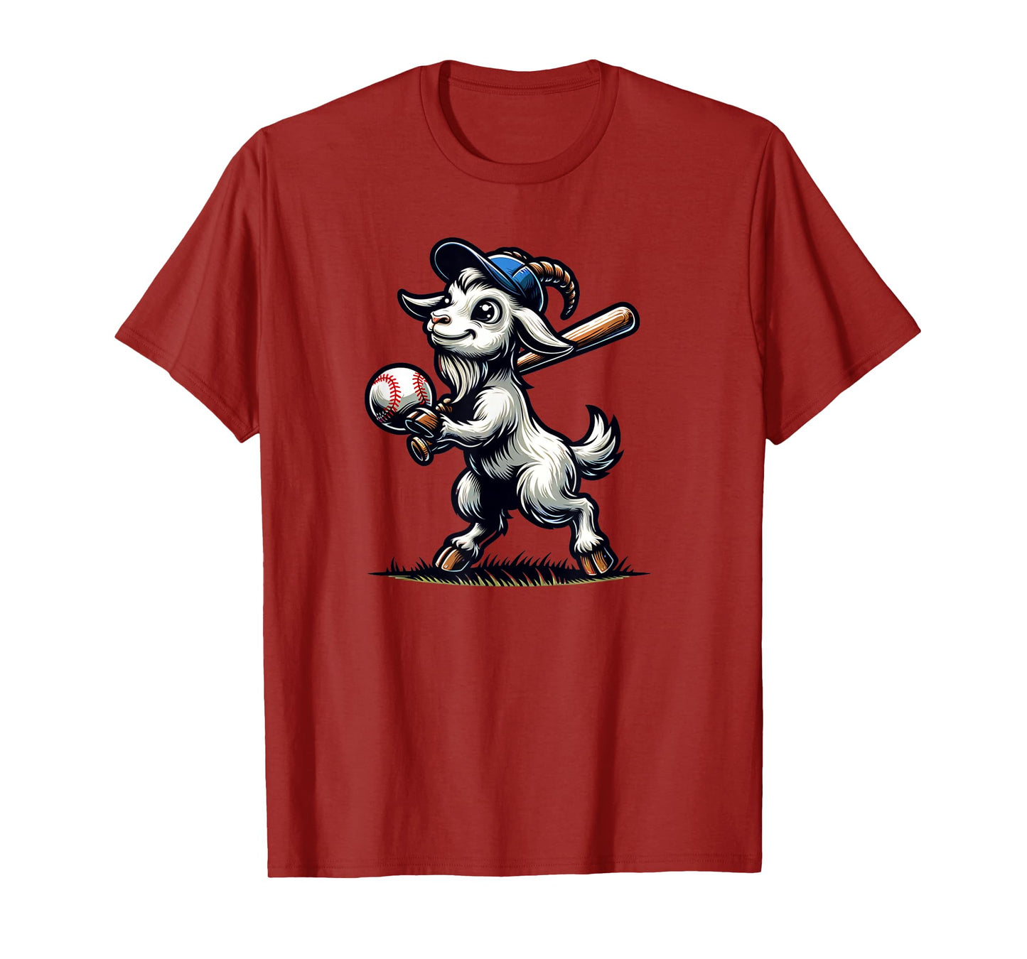 Cute Goat Playing Baseball Men Women Kids T-Shirt