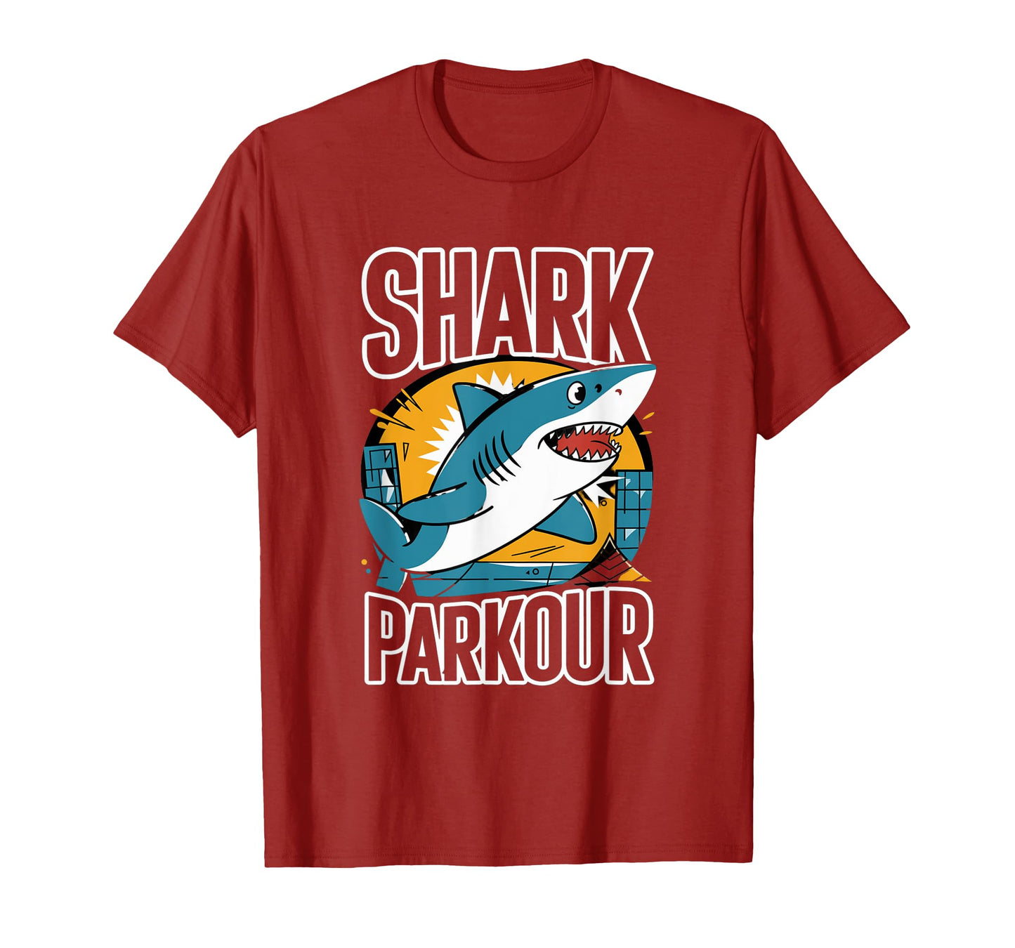 Shark Parkour Energetic Adventure Graphic T-Shirt