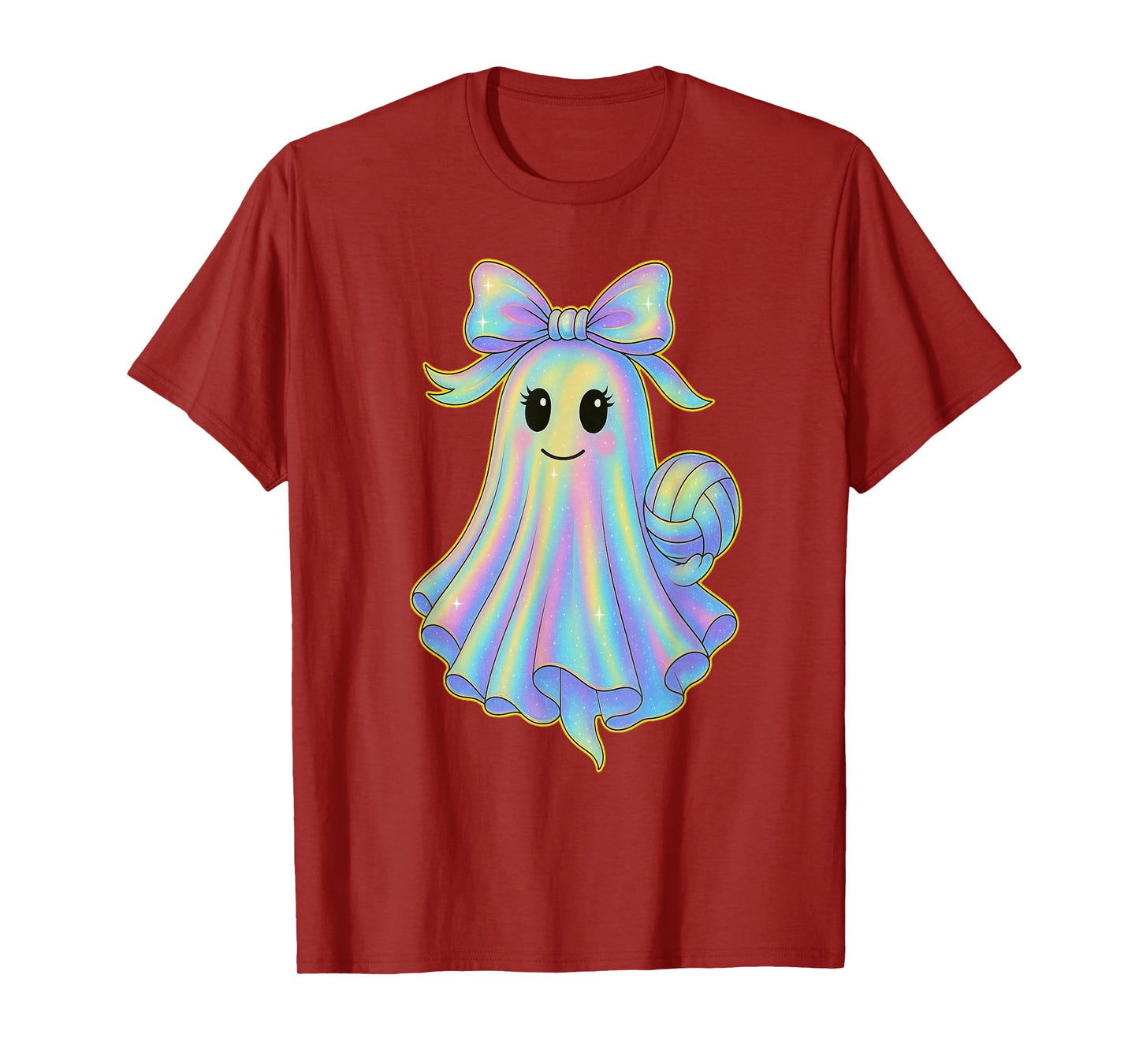 Volleyball Ghost Lover Pastel Halloween Coquette Bow T-Shirt