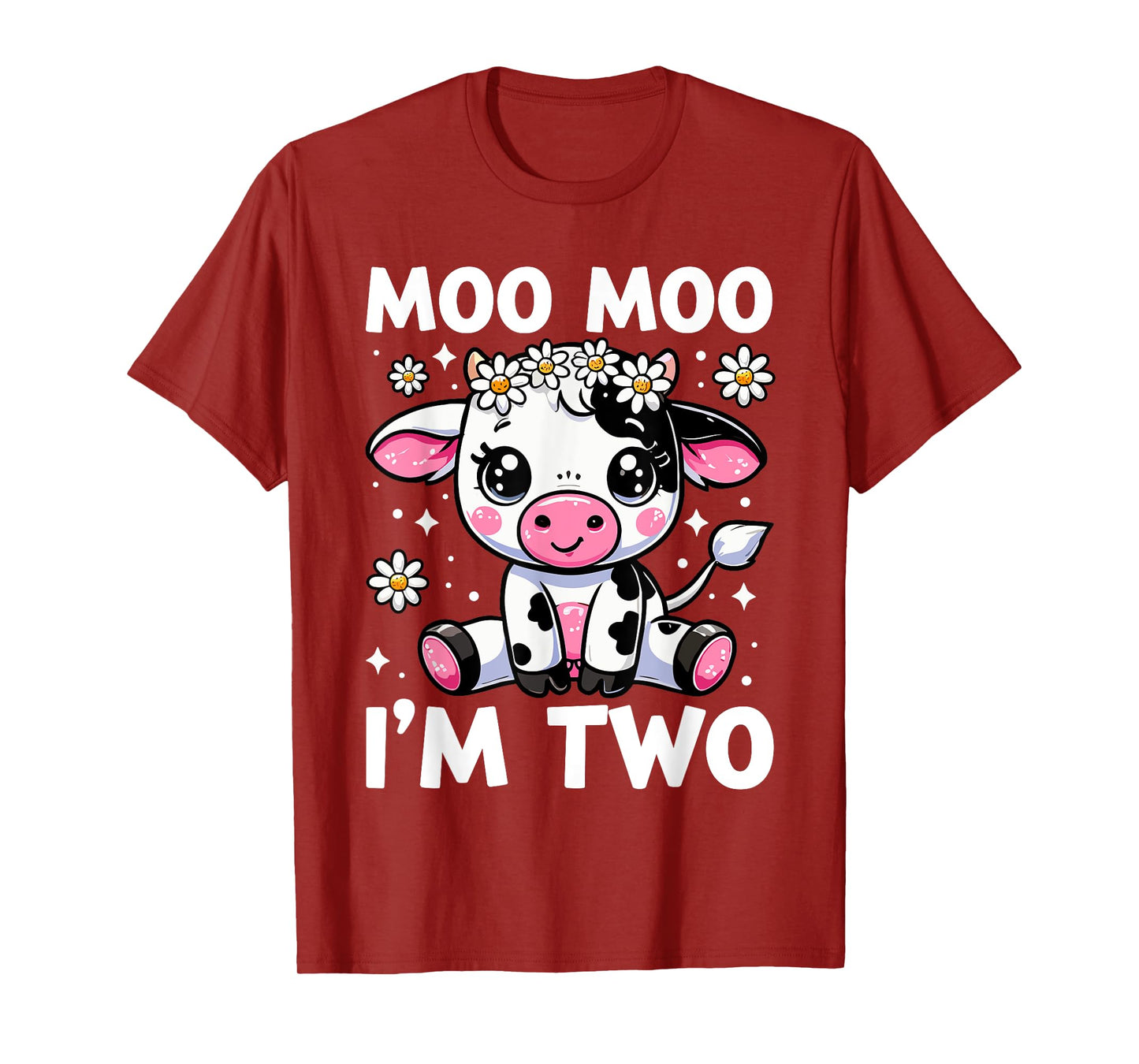 Farm Cow 2nd Birthday Toddlers, Girls, Boys Moo Moo I'm Two T-Shirt