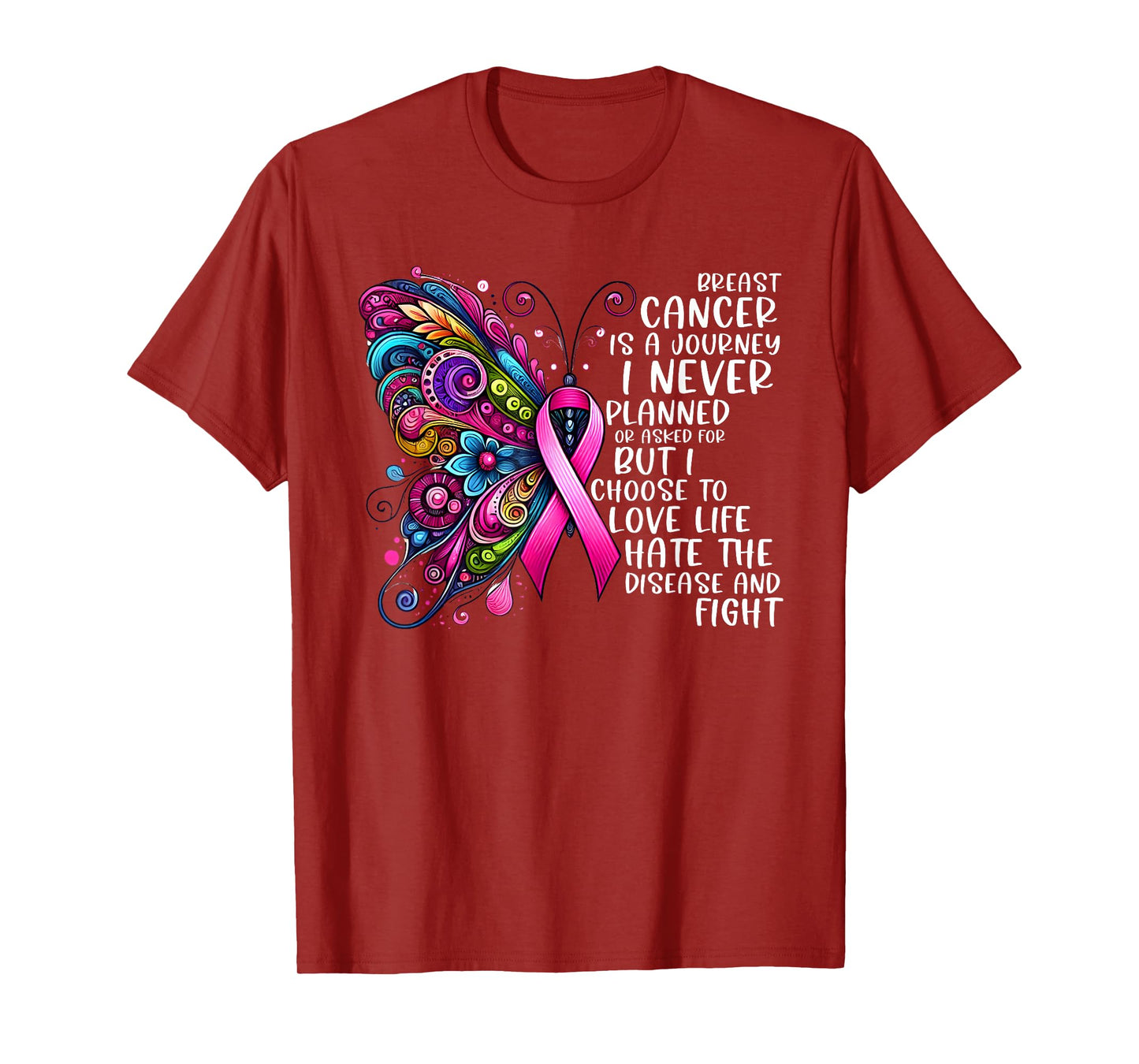 Support Fighter Warrior Pink Vibes Gifts Women Butterfly Breast Cancer Awareness Pink Ribbon Cancer Journey T-Shirt