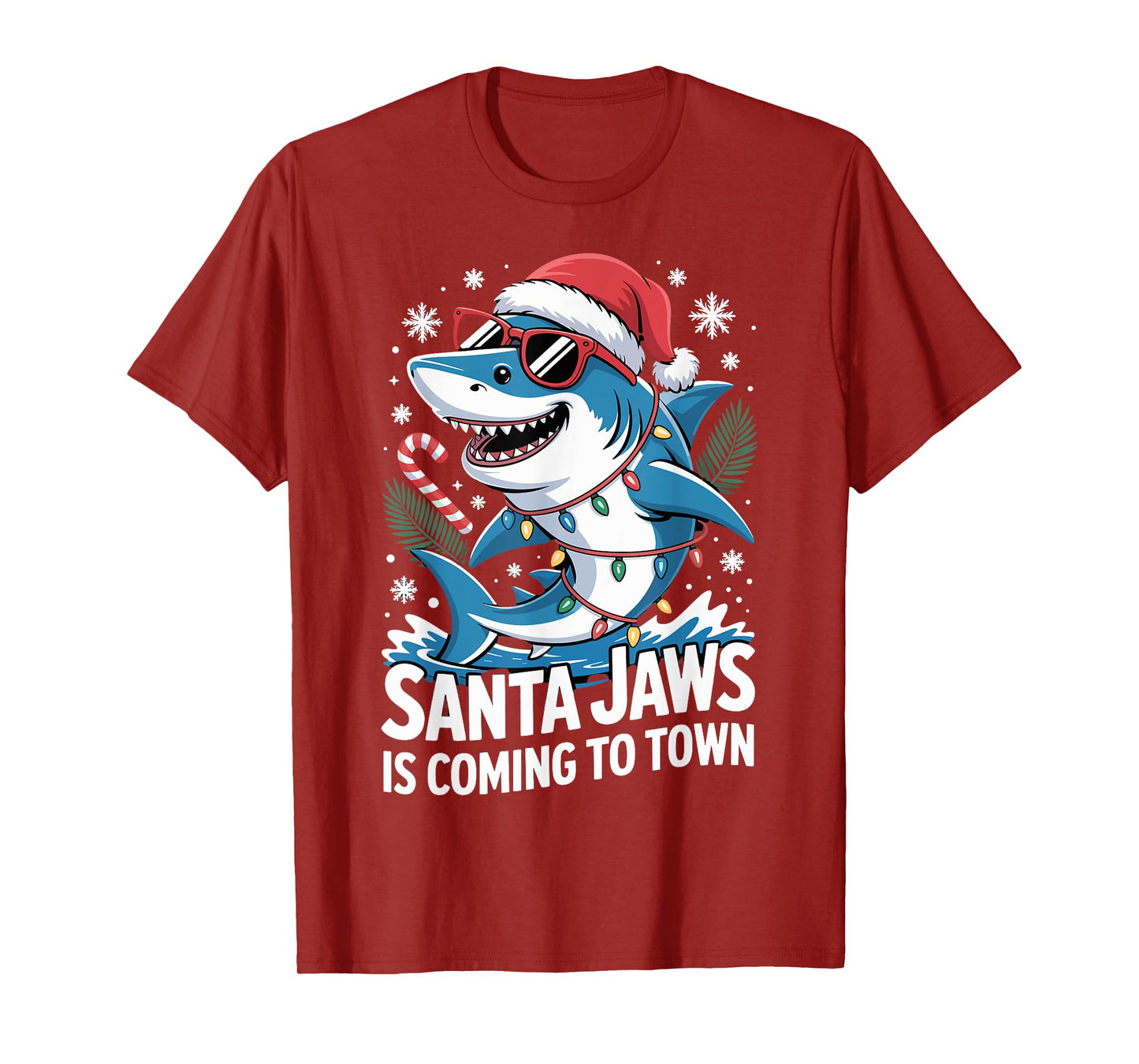 Summer Santa Jaws Vacation Christmas in July Shark T-Shirt