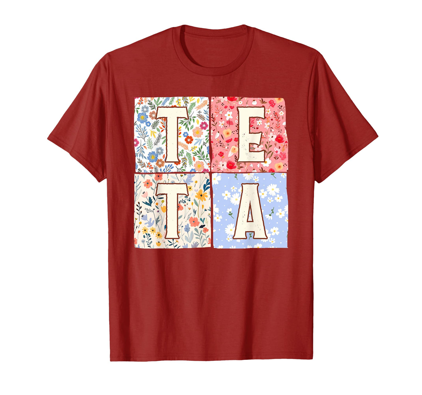 Teta Grandma Grandmother Mother's Day Boho Floral Flower T-Shirt