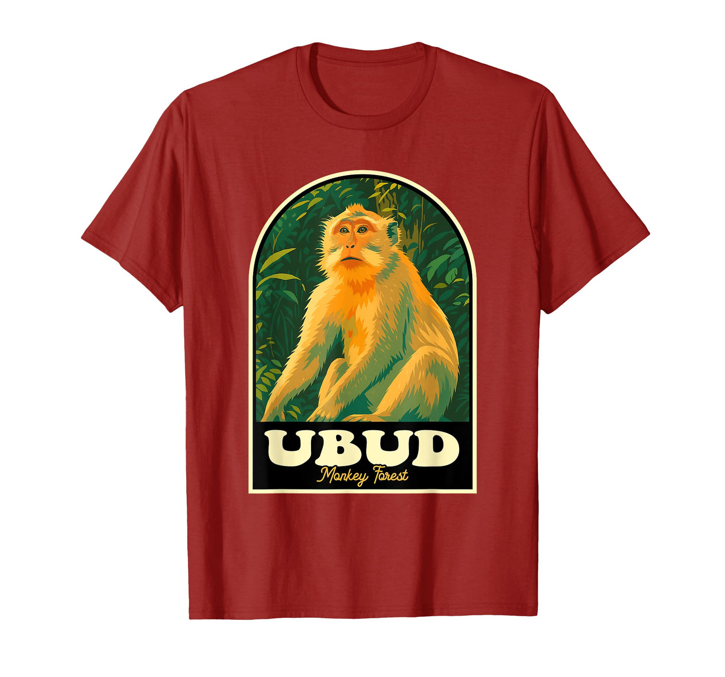 Ubud Monkey Forest Bali Vintage Travel Poster Wildlife Desig T-Shirt