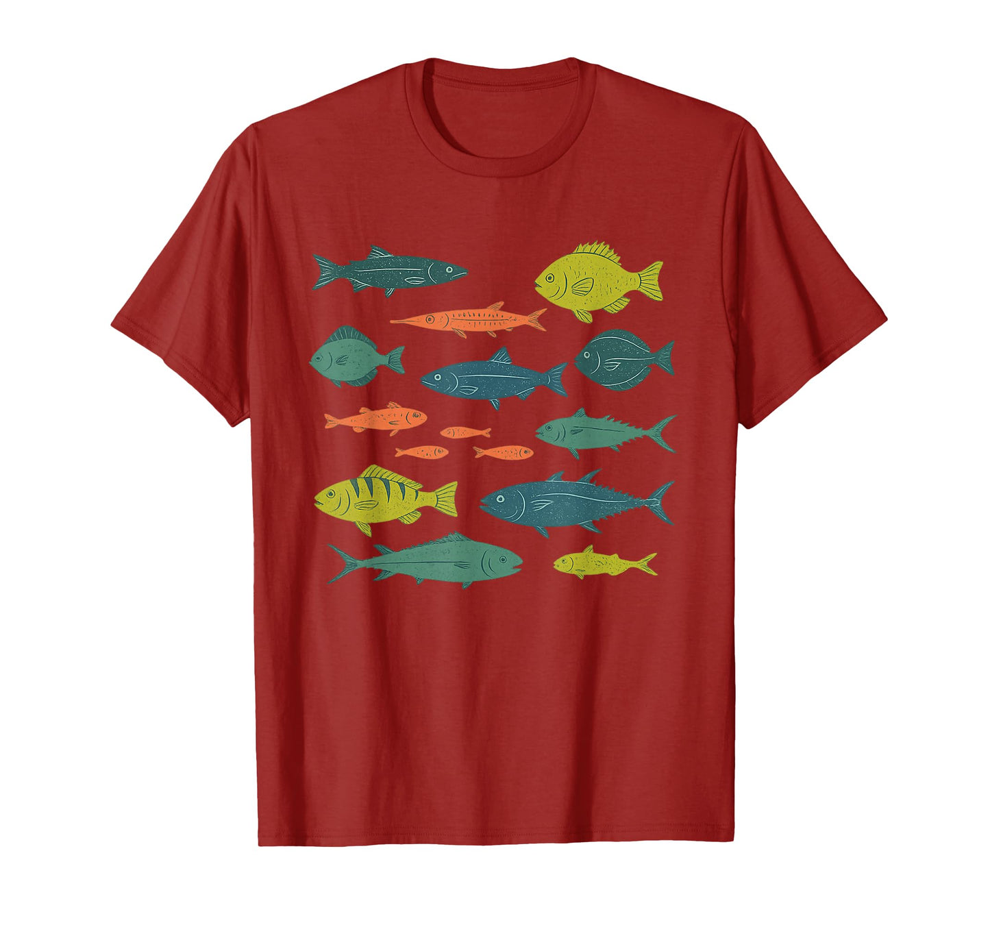 Colorful Ocean Fish Pattern, Tropical Sea Life Graphic T-Shirt