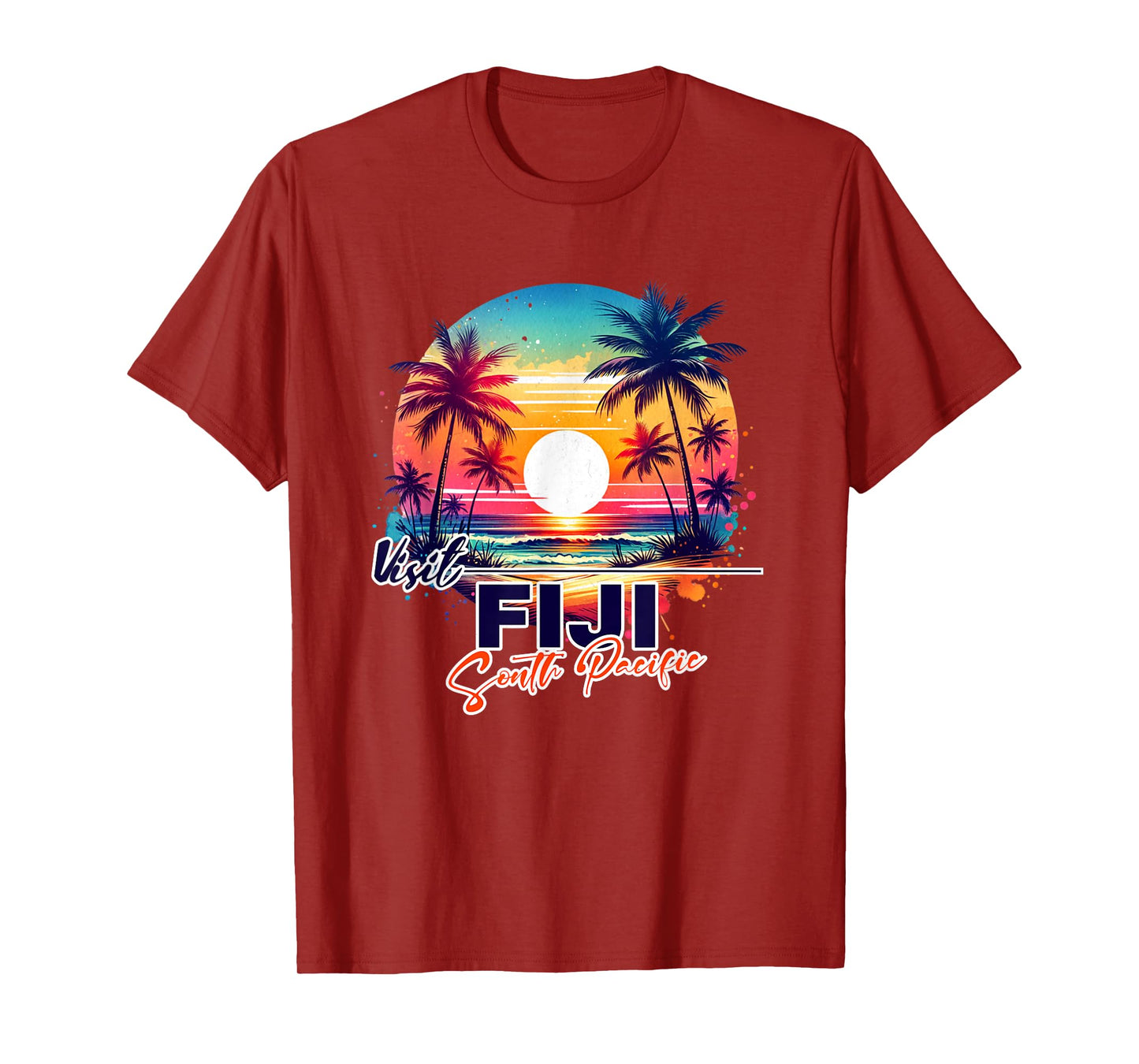 Fiji Sunset Beach Palm Tree Trip Souvenir T-Shirt