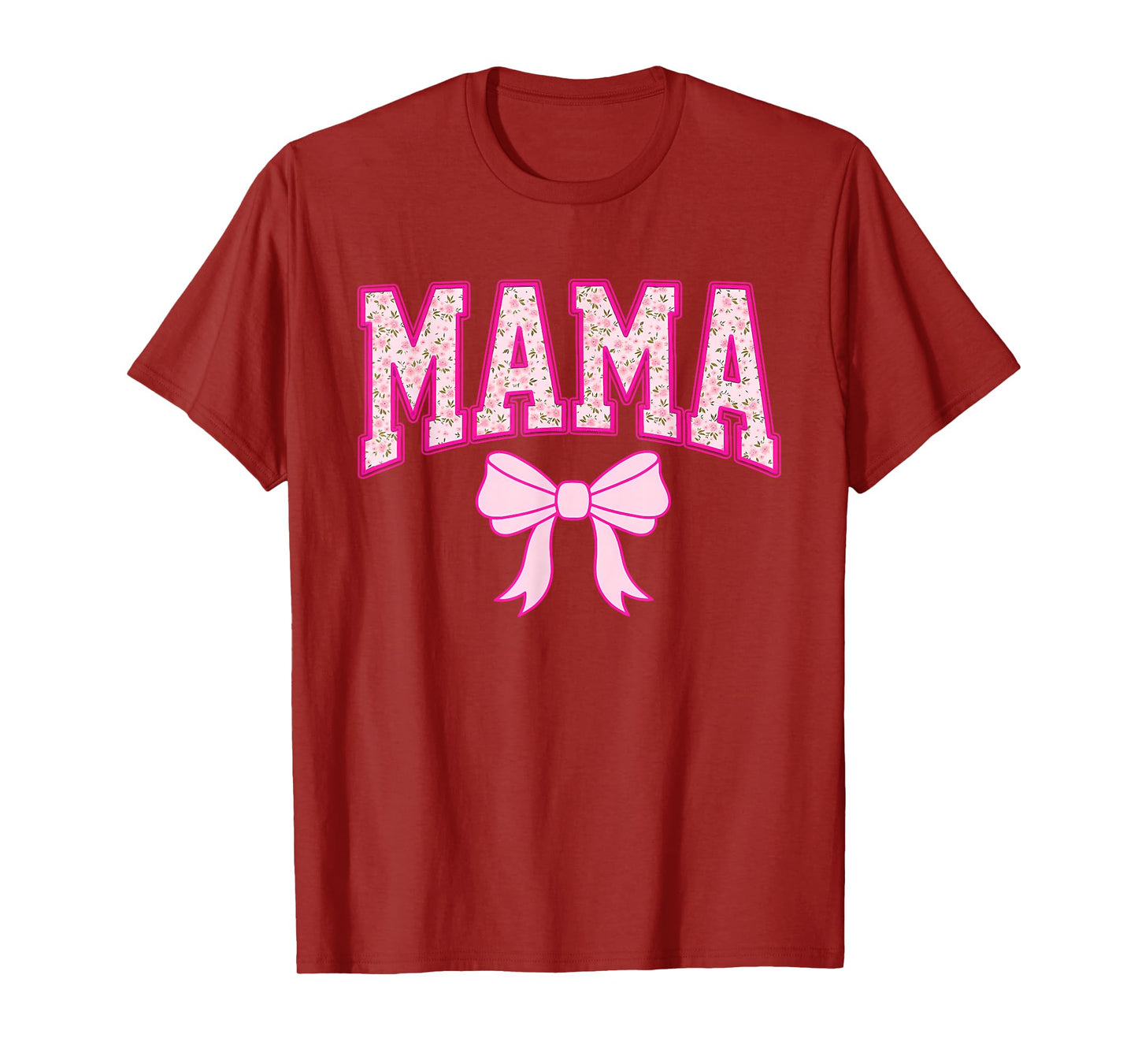 Mama Coquette Bow Groovy Pink Floral Mother's Day Mom Life T-Shirt