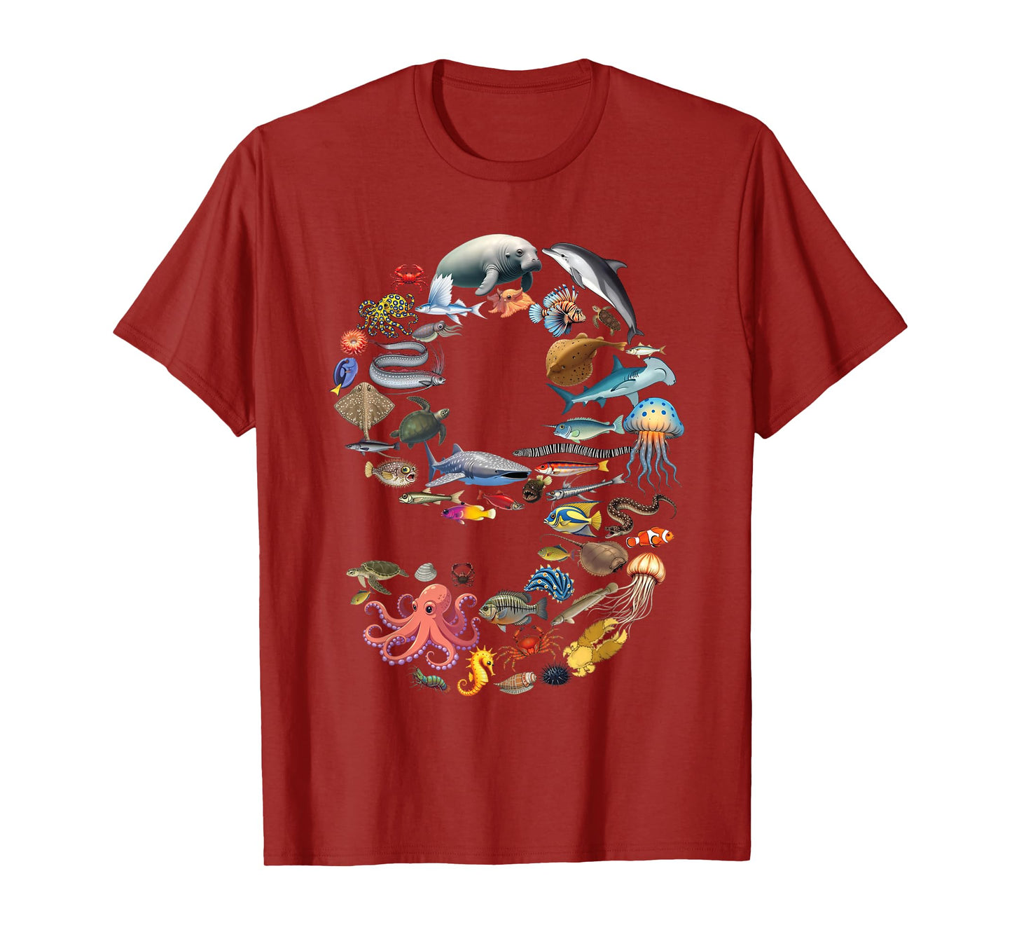 9 Years Old 9th Birthday Sea Ocean Animals Figures Number 9 T-Shirt