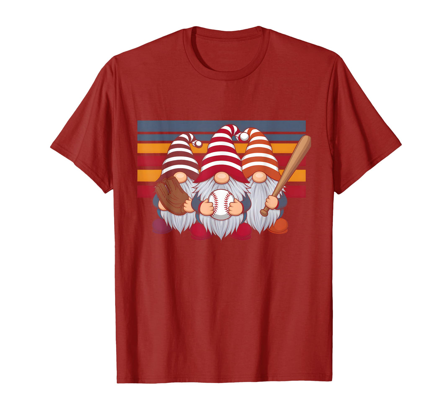 Three Baseball Gnomes Sport Lover Gnome Player Family Fan T-Shirt