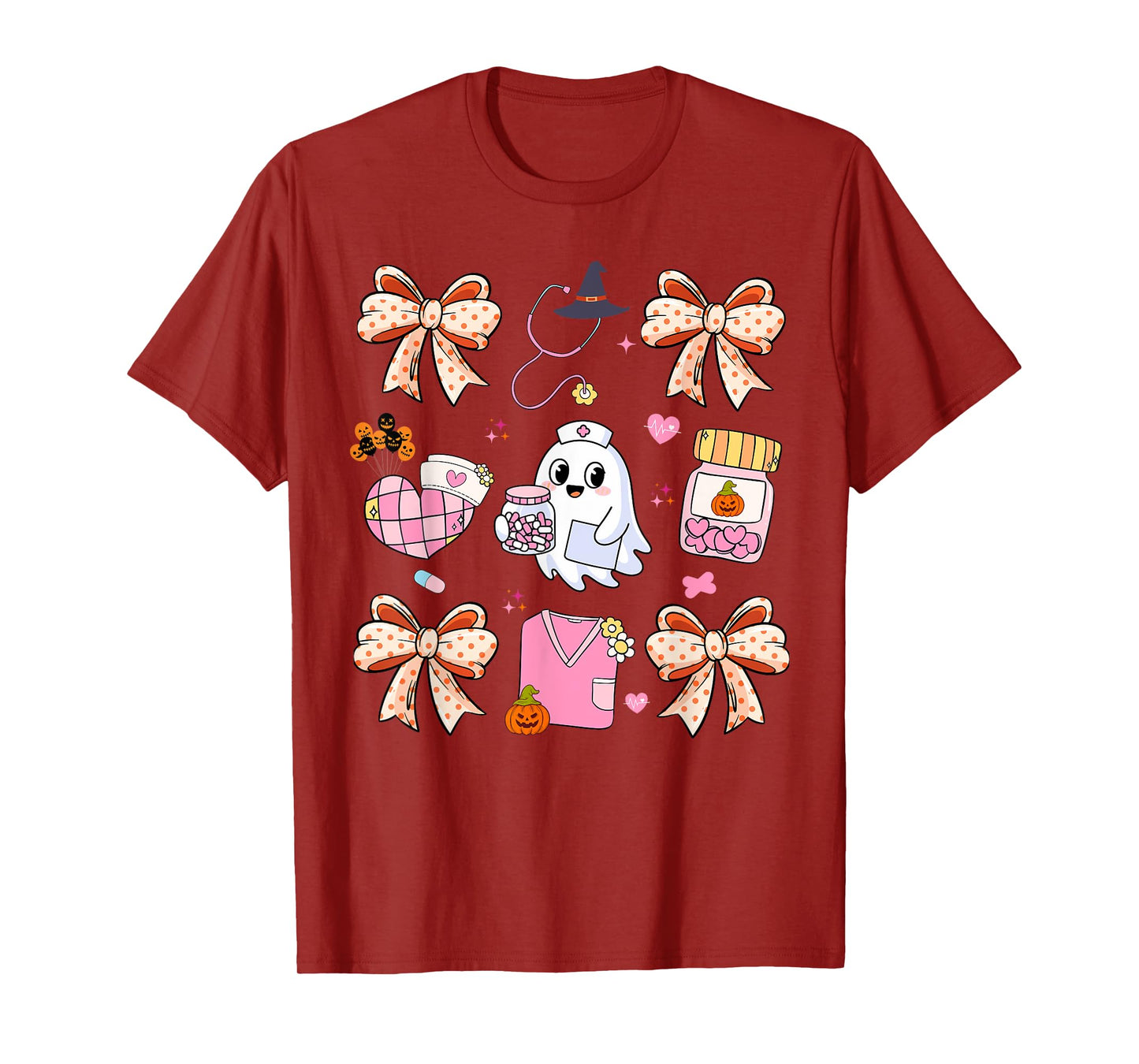 Nurse Ghost Bow Coquette Halloween Nurse Life Medical Crew T-Shirt