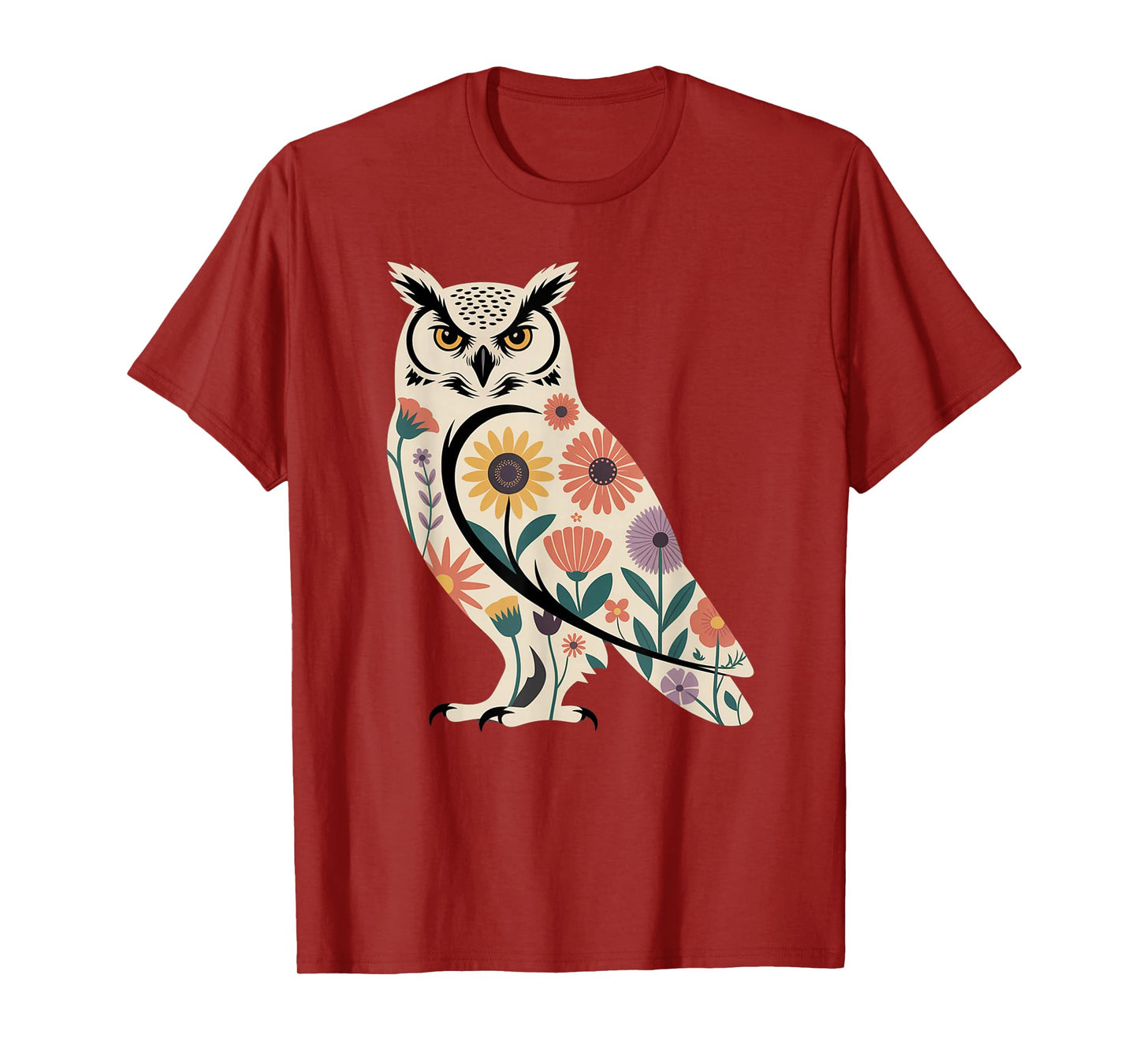 Floral Owl Bird Lover Birding Enthusiasts Men Women Kids T-Shirt