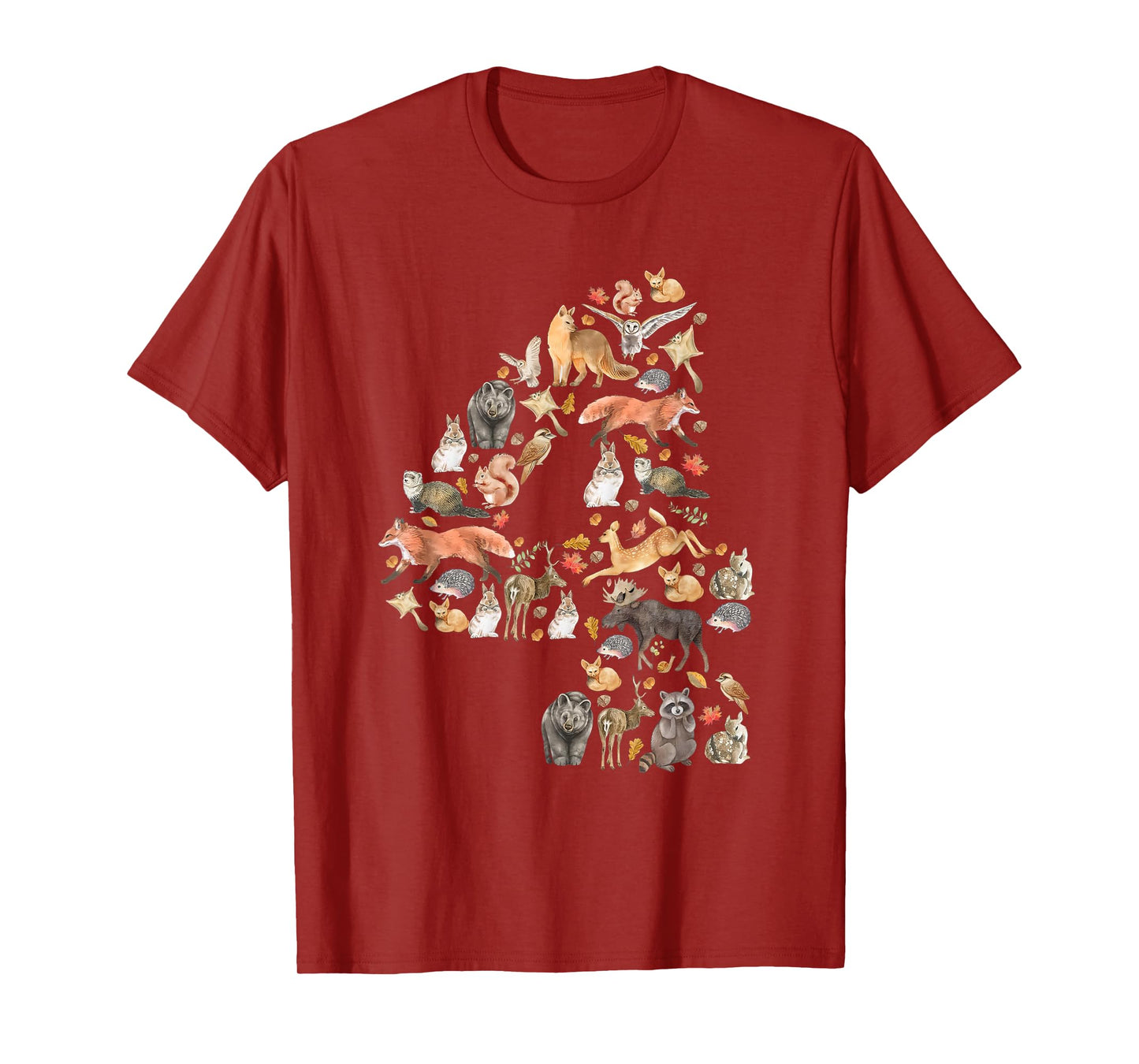 Happy 4th Birthday Forest Animals Nature Wildlife Woodland T-Shirt