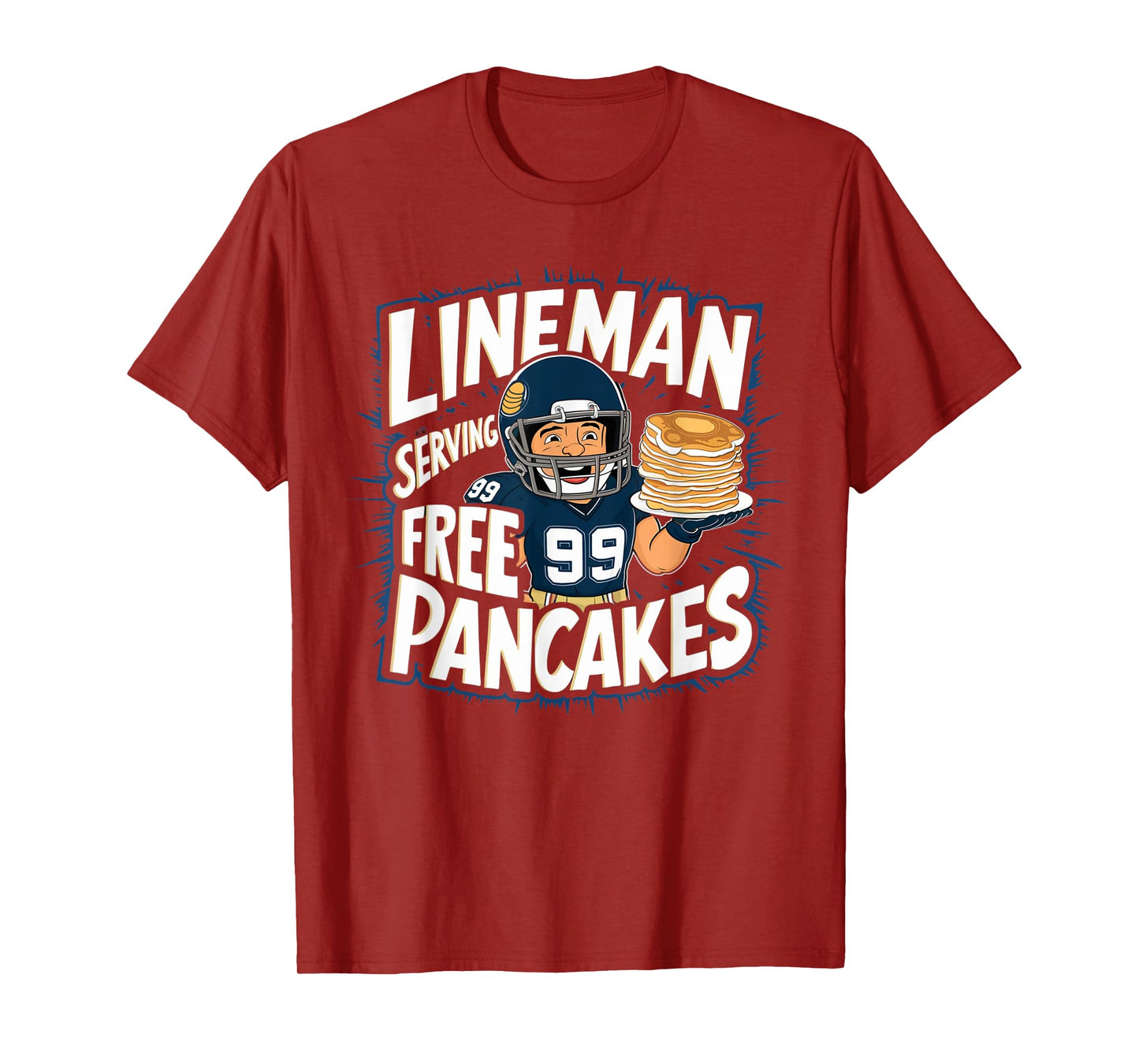Funny Lineman Serving Pancakes Football OL DL T-Shirt