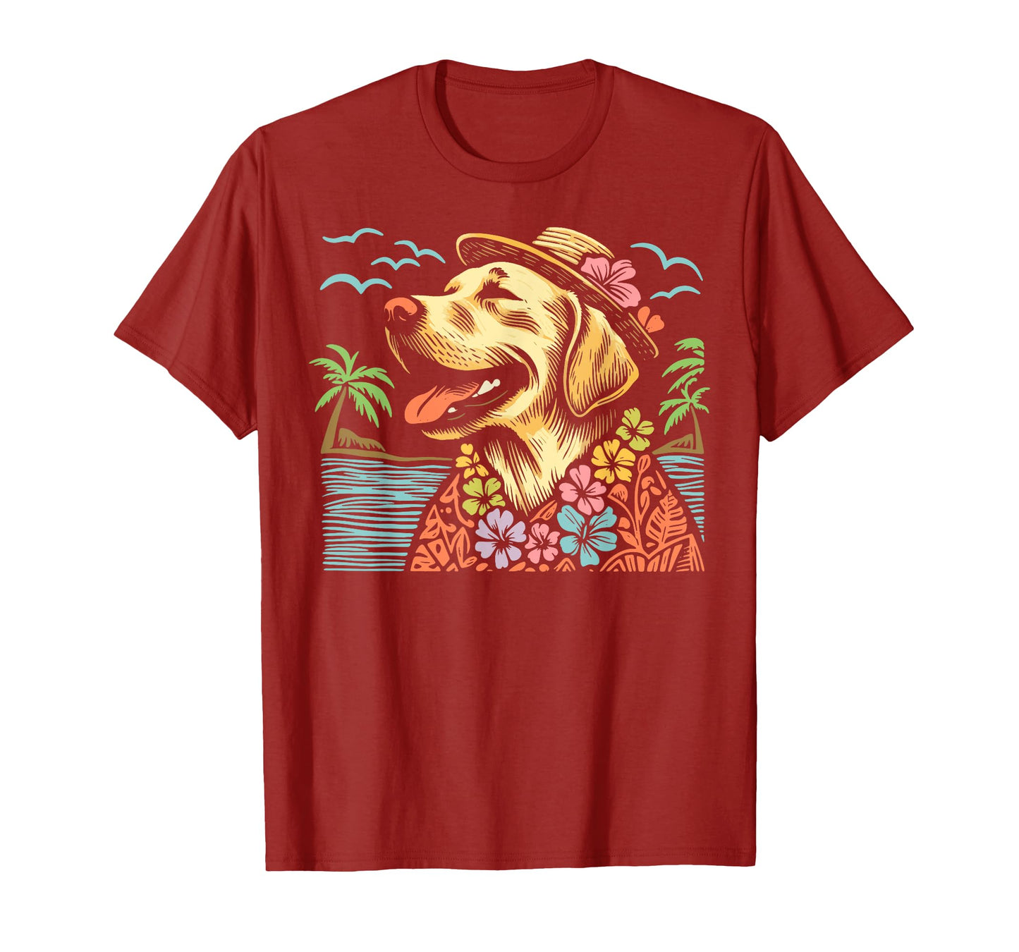 Labrador Retriever Floral Tropical Summer Vibes Hawaiian T-Shirt