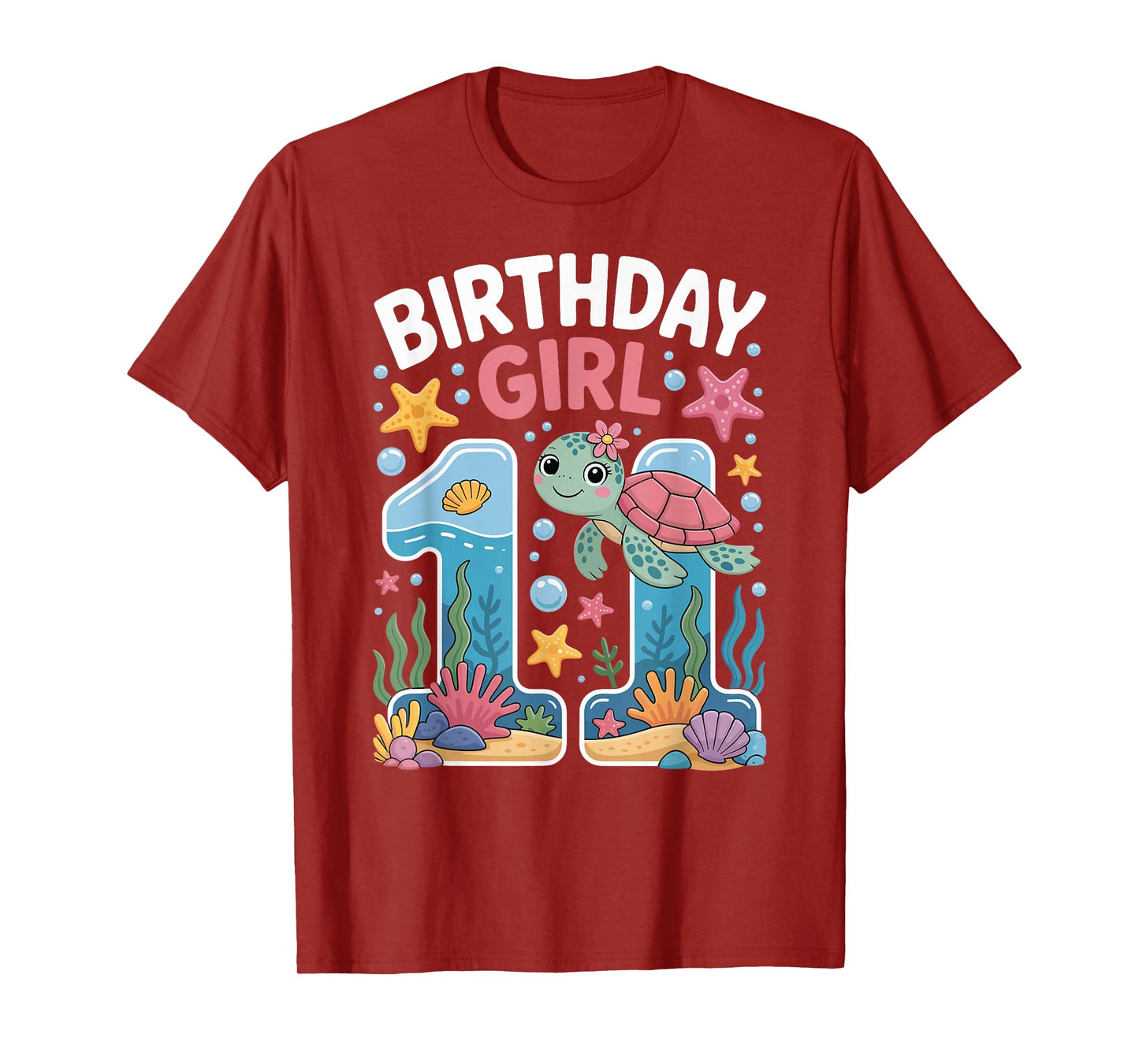 11 Year Old Birthday Girl 11th Sea Turtle Ocean T-Shirt