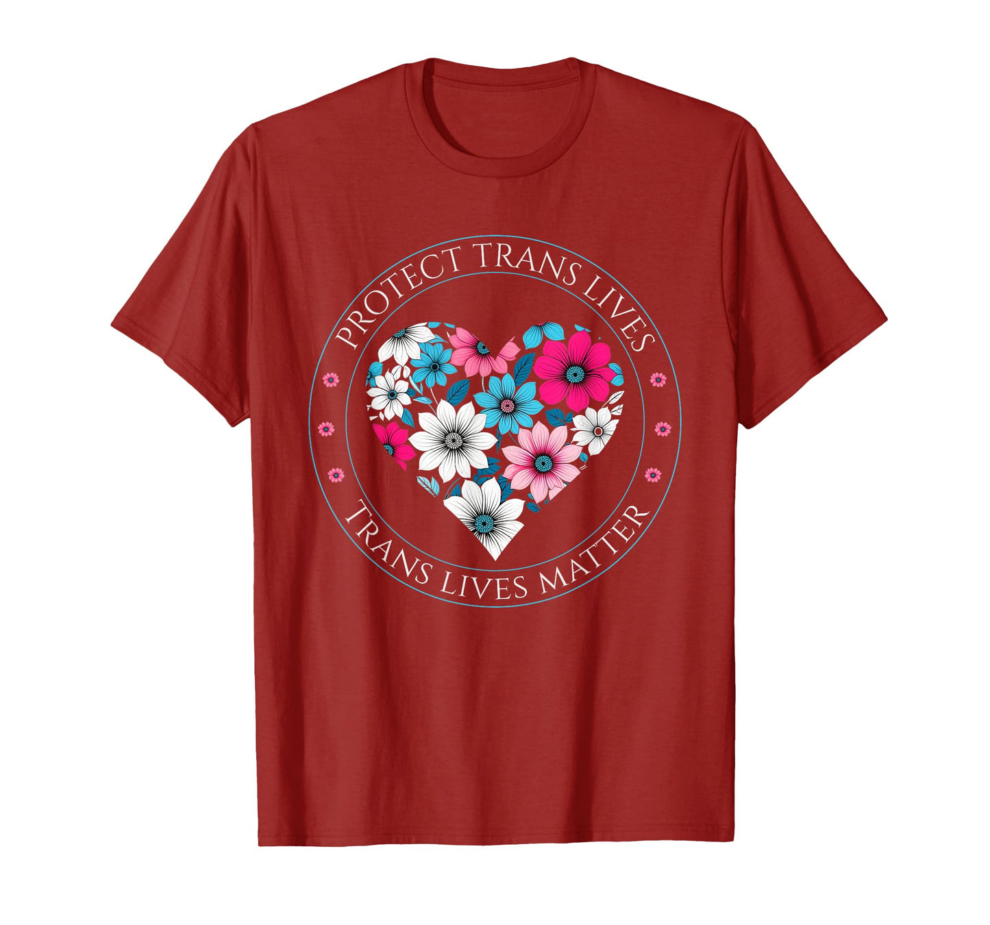 Protect Trans Lives Matter Trans Kids Floral Heart Floral T-Shirt