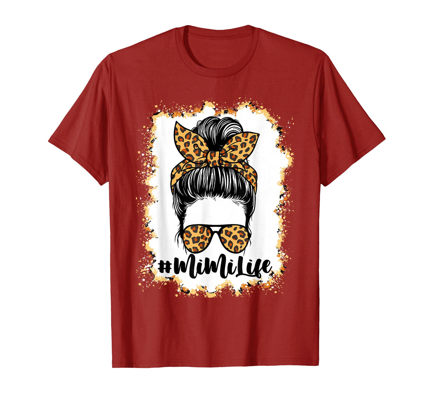 Mimi Life Hair Bandana Glasses Leopard Print Mother's Day T-Shirt