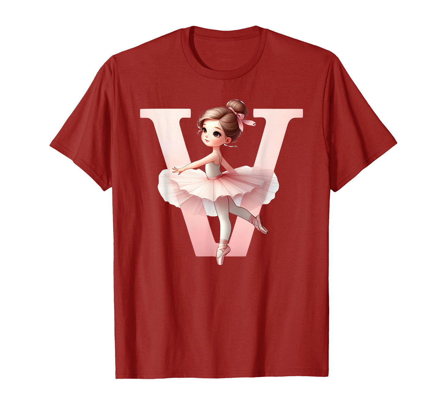 Ballerina Girl Dancing Name First Letter V Girly Tutu Ballet T-Shirt