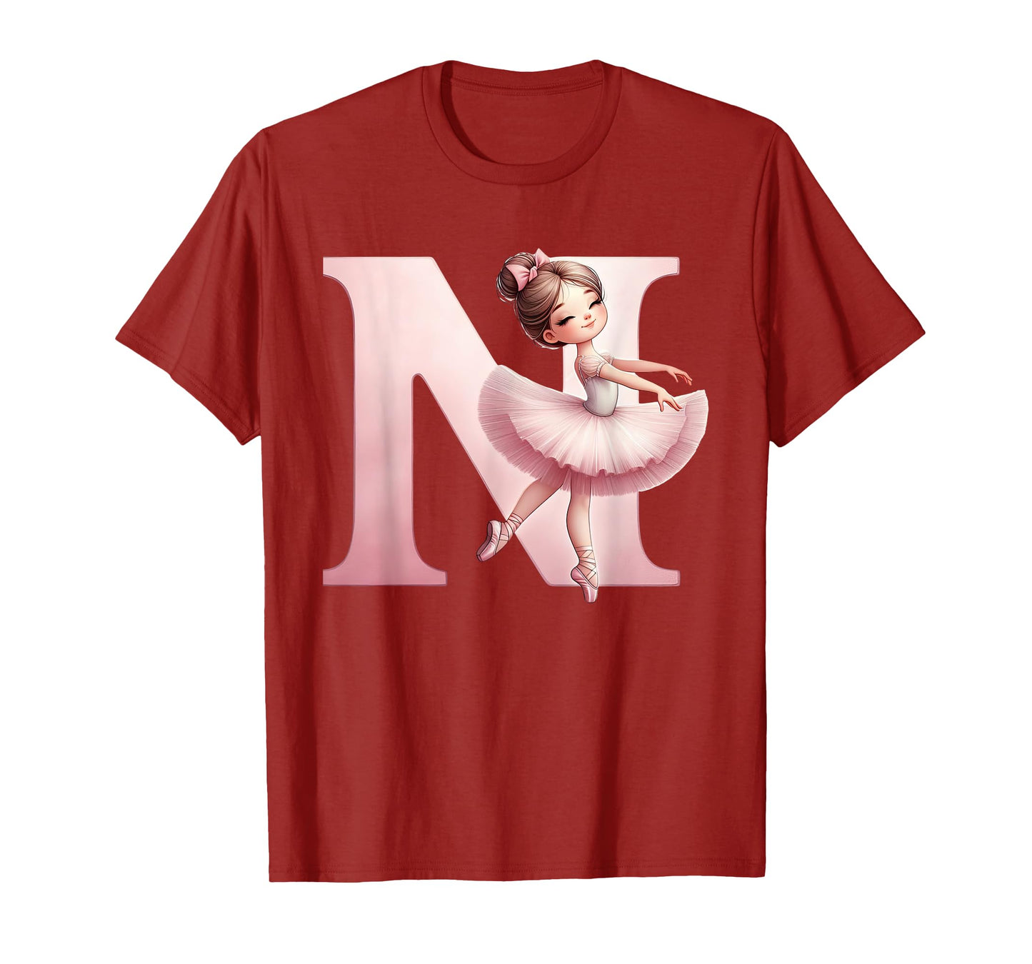 Ballerina Girl Dancing Name First Letter N Girly Tutu Ballet T-Shirt