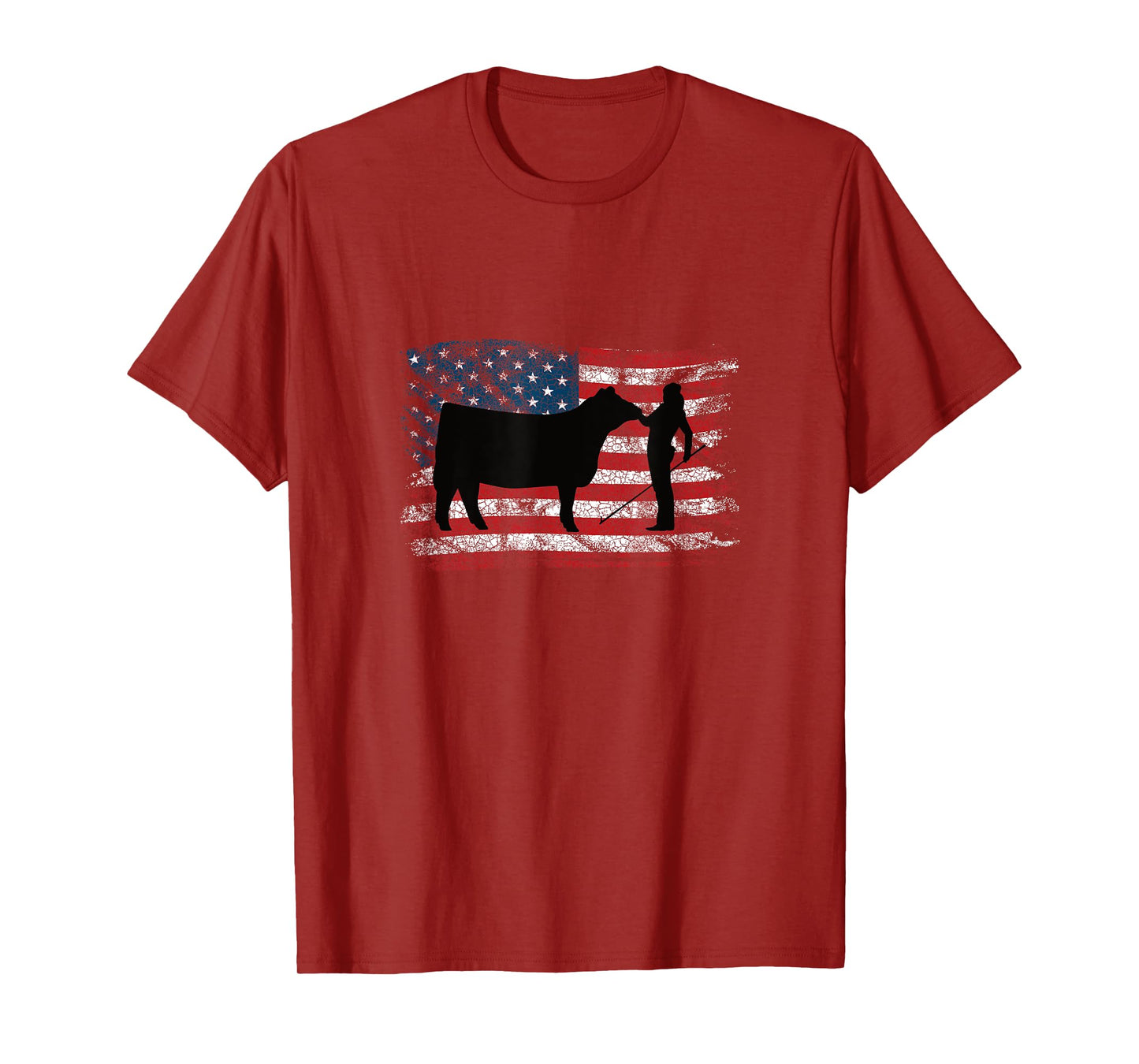 Showgirl Cattle American Patriotic USA Flag Fun Cattle Show T-Shirt