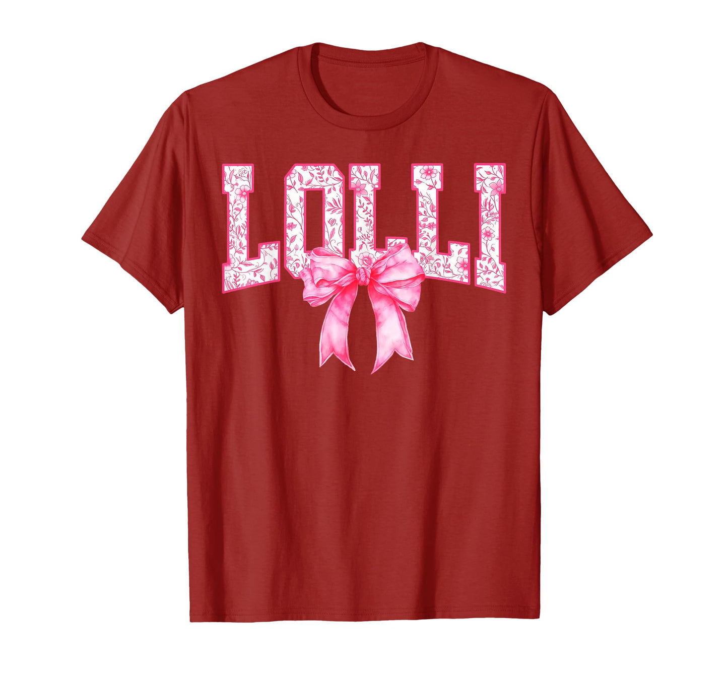 Lolli Floral Toile Pink Water Color Coquette Bow Mothers Day T-Shirt