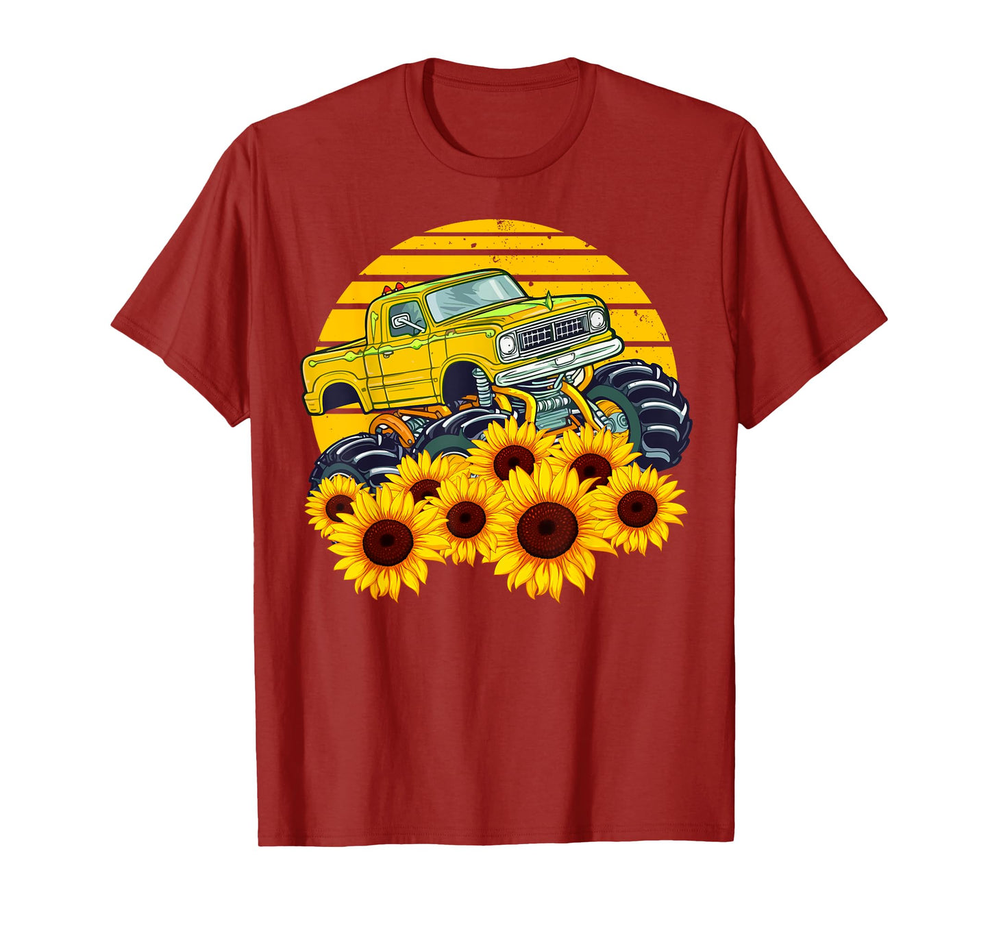 Happy Mother's Day Toddler Sunflower Monster Truck Kids Boys T-Shirt