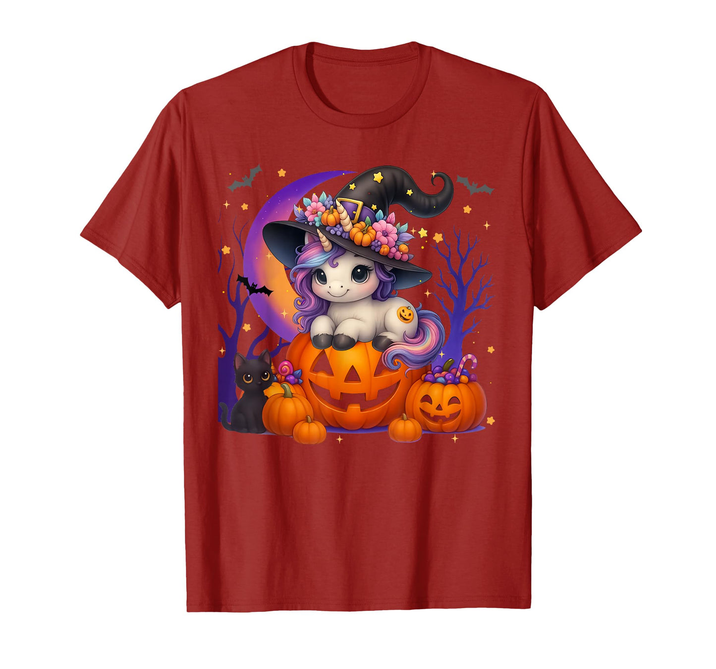 Cute Witch Unicorrn Jack O lantern Halloween Costumes Girls T-Shirt