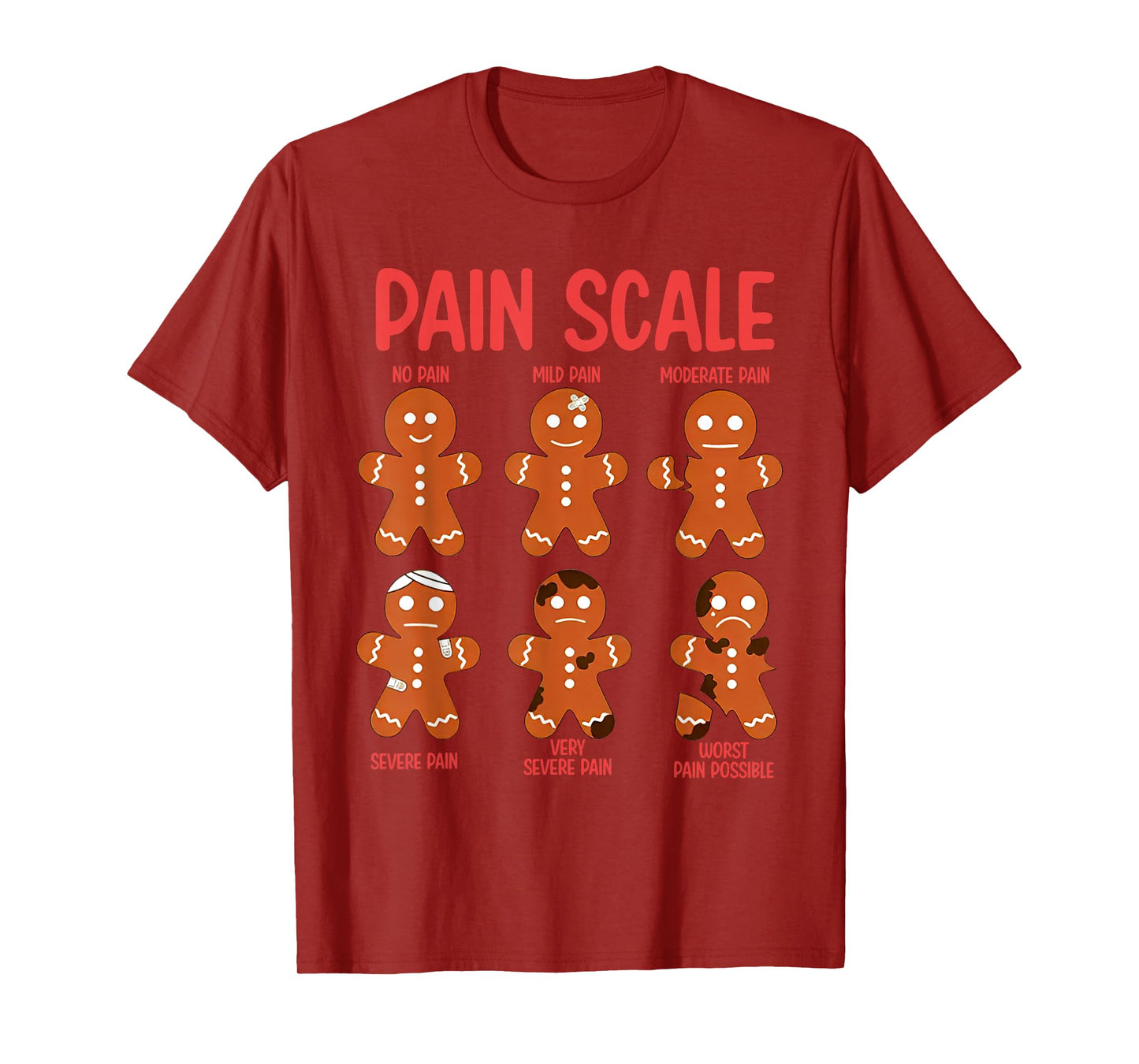 Funny Gingerbread Pain Scale Christmas Nurse T-Shirt