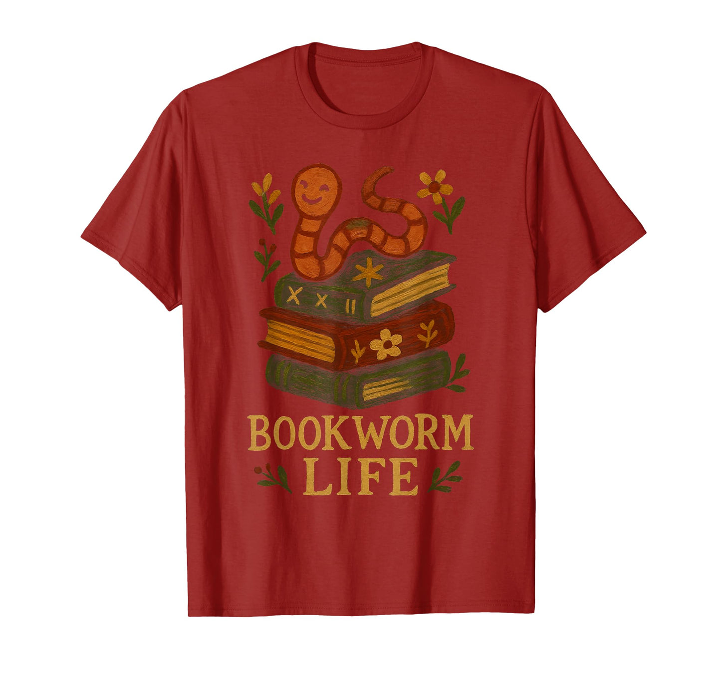 Bookworm Life Cute Worm on Books T-Shirt