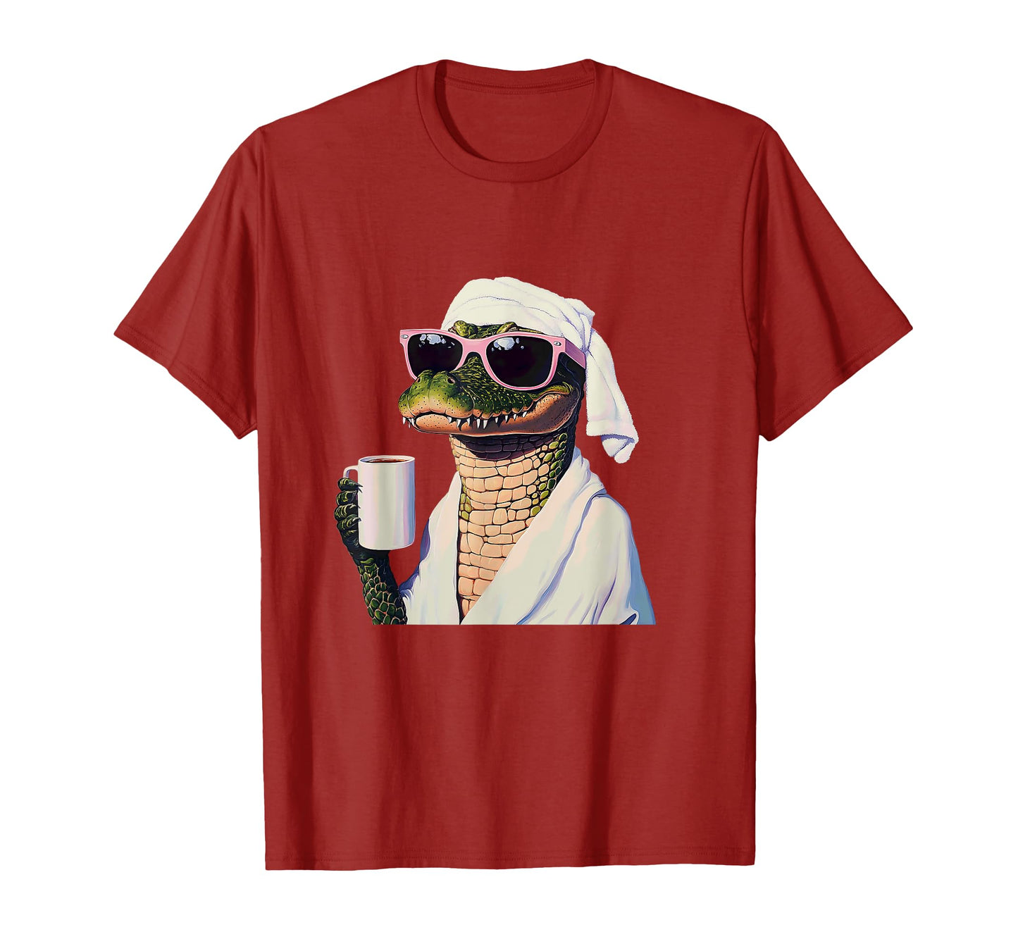 Alligator Relaxing With Coffee Humor Art T-Shirt