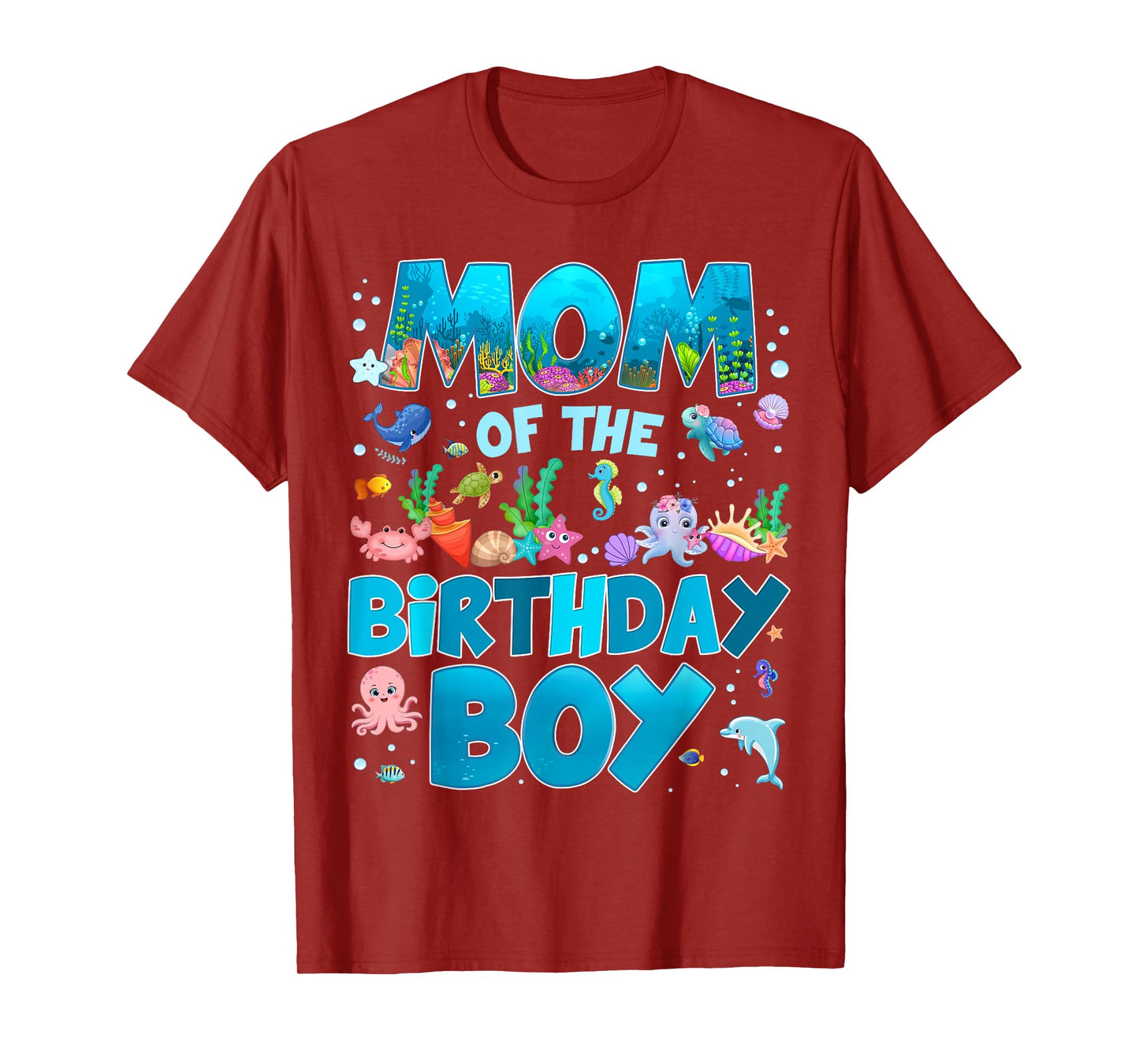 Mom of The Birthday Boy Ocean Animal Wildlife Bday Family T-Shirt