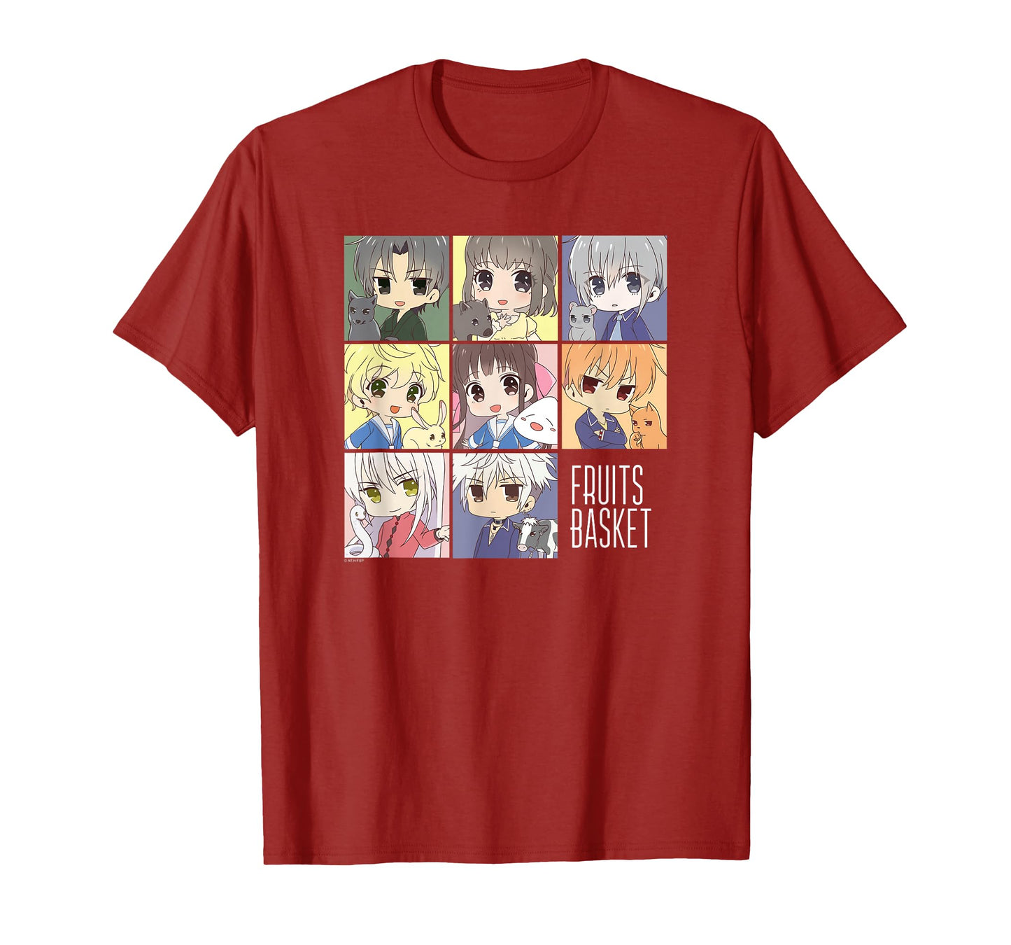 Fruits Basket Pastel Chibi Character Grid Anime T-Shirt