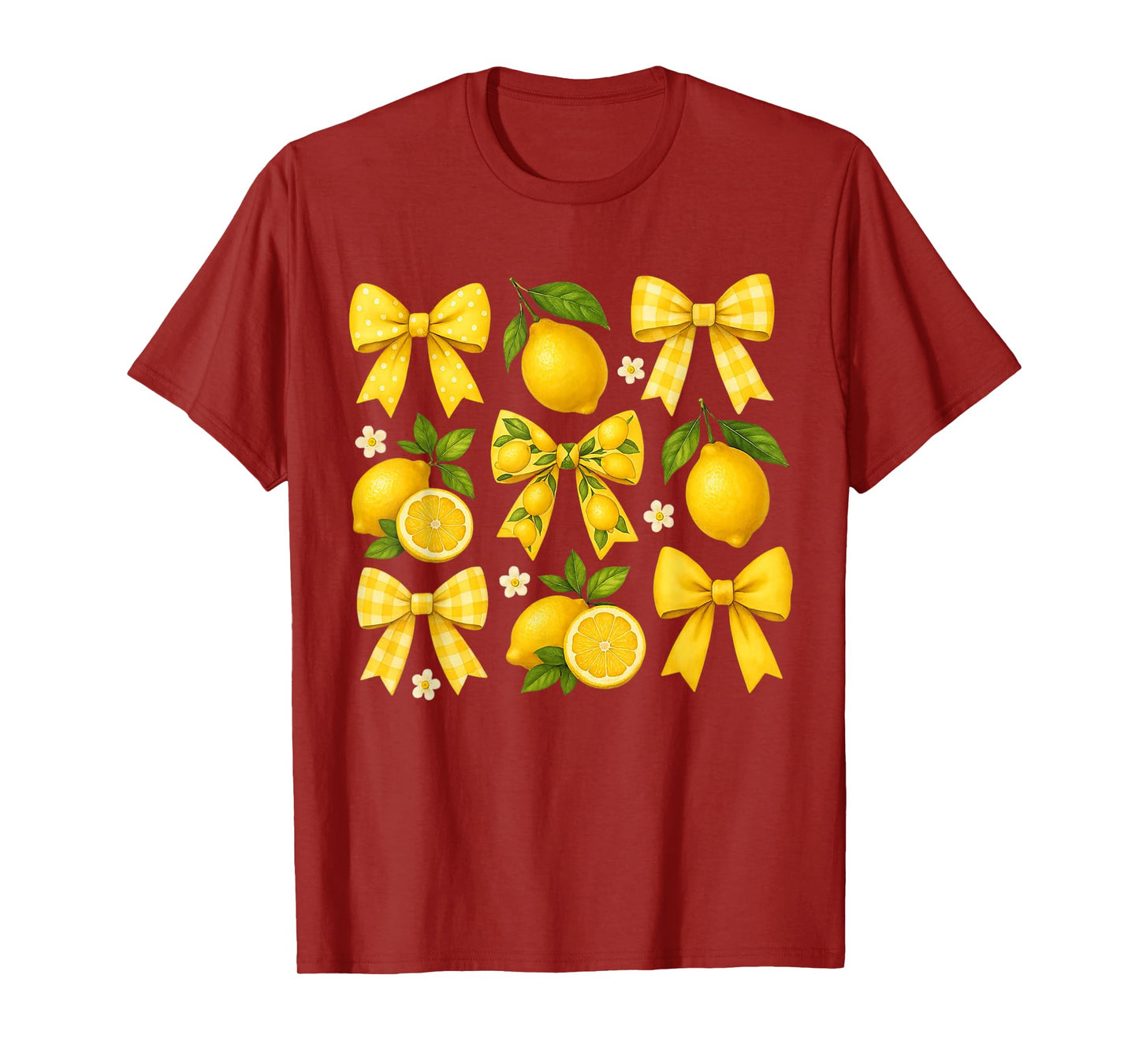 Cute Lemon Tropical Fruits Coquette Bows Summer Girl Women T-Shirt