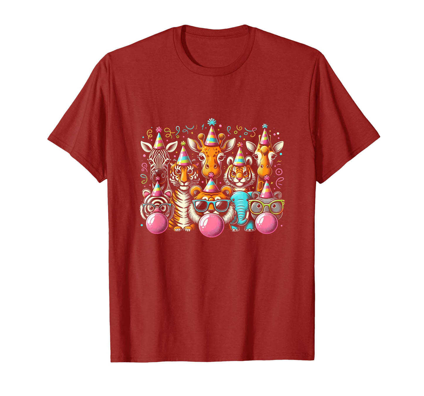 Animals Wildlife Birthday Zoo Day Animals Blowing Bubble Gum T-Shirt