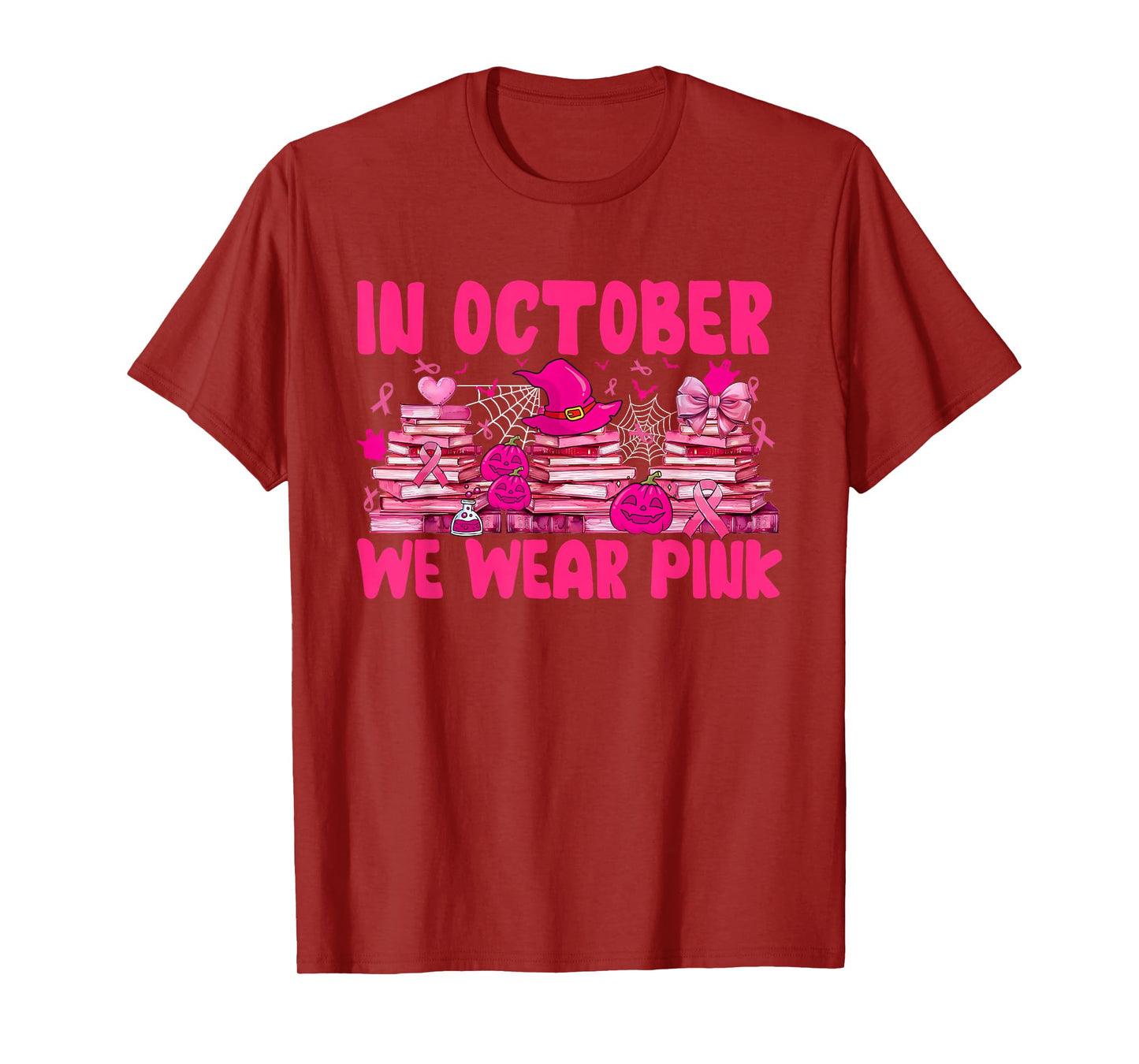 Breast Cancer in October We Wear Pink Book Lover Librarian T-Shirt