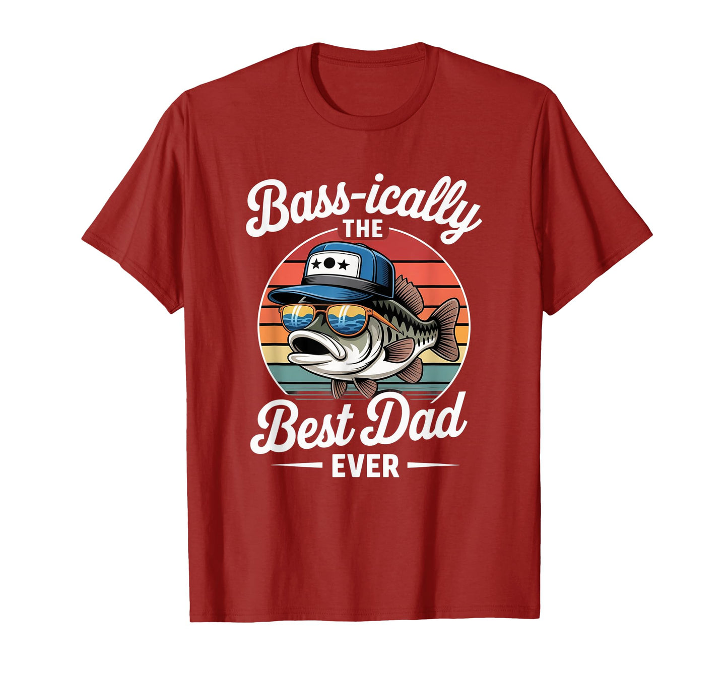 Bass-ically The Best Dad Funny Fishing Retro Bass Fisherman T-Shirt