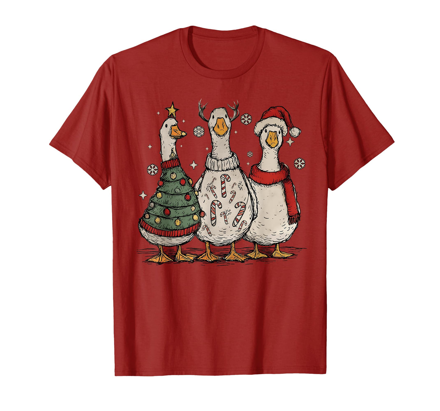 Vintage Christmas Silly Goose Santa Reindeer Men Women Kids T-Shirt