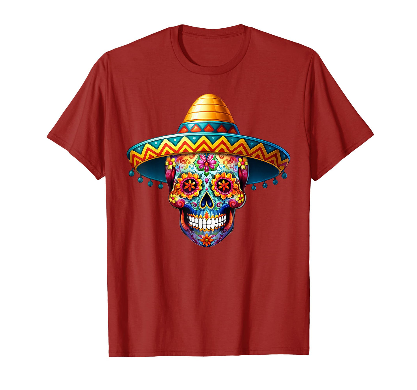 Dia De Los Muertos Sugar Skull Sombrero Day of Dead Men T-Shirt