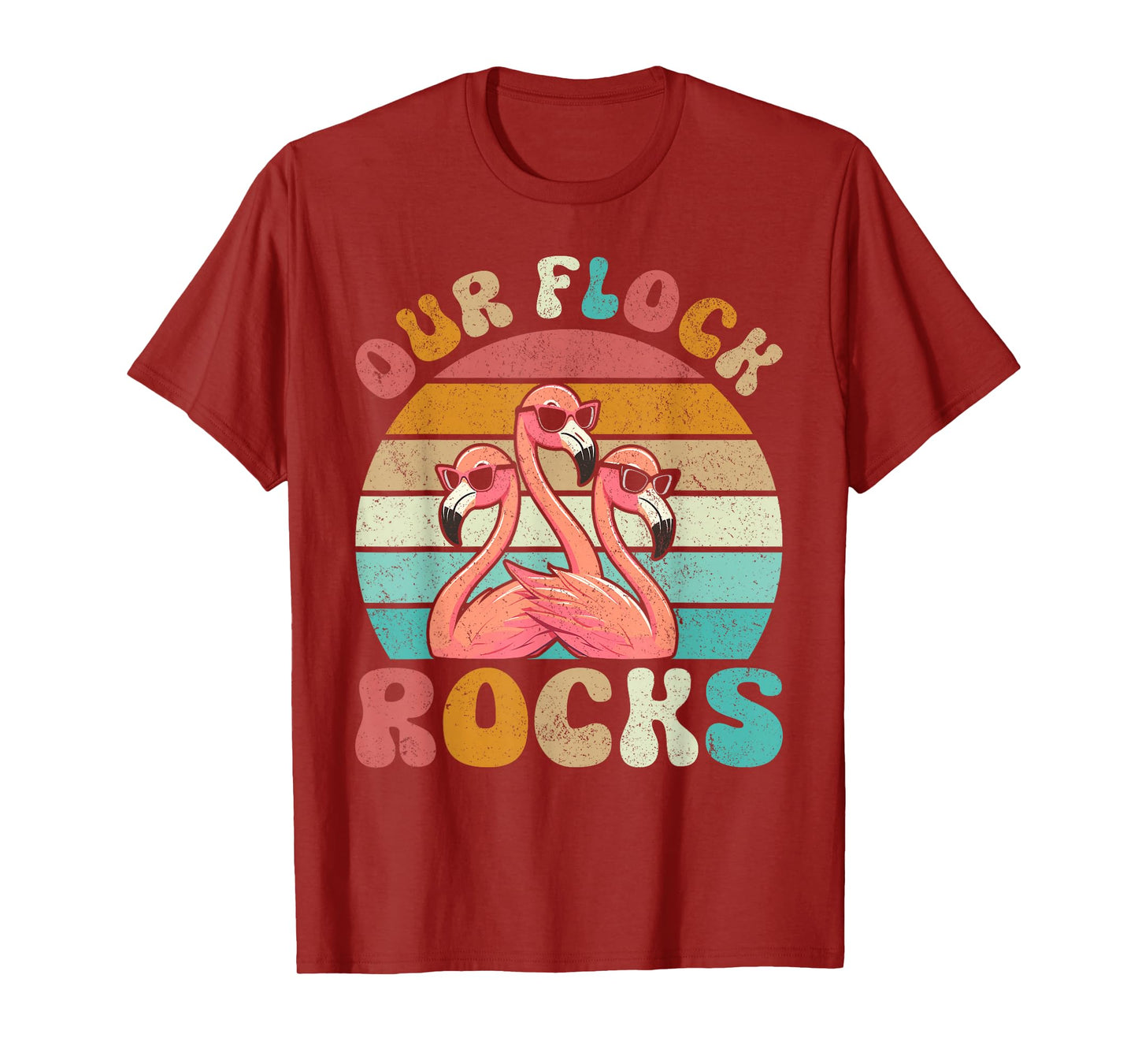 Our Flock Rocks Flamingo Matching Family Vacation T-Shirt