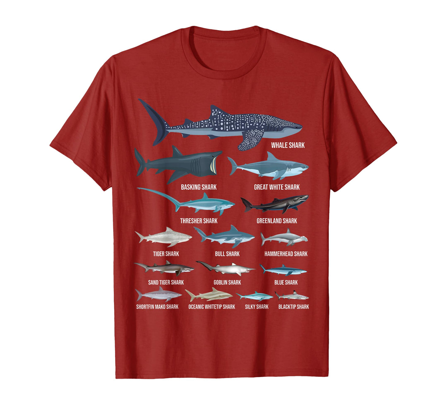 Types of Sharks Shark Identification Shark Species T-Shirt