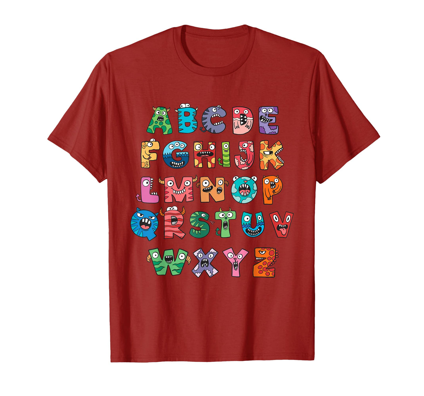 Monster Alphabet Fun Colorful Educational Kids T-Shirt